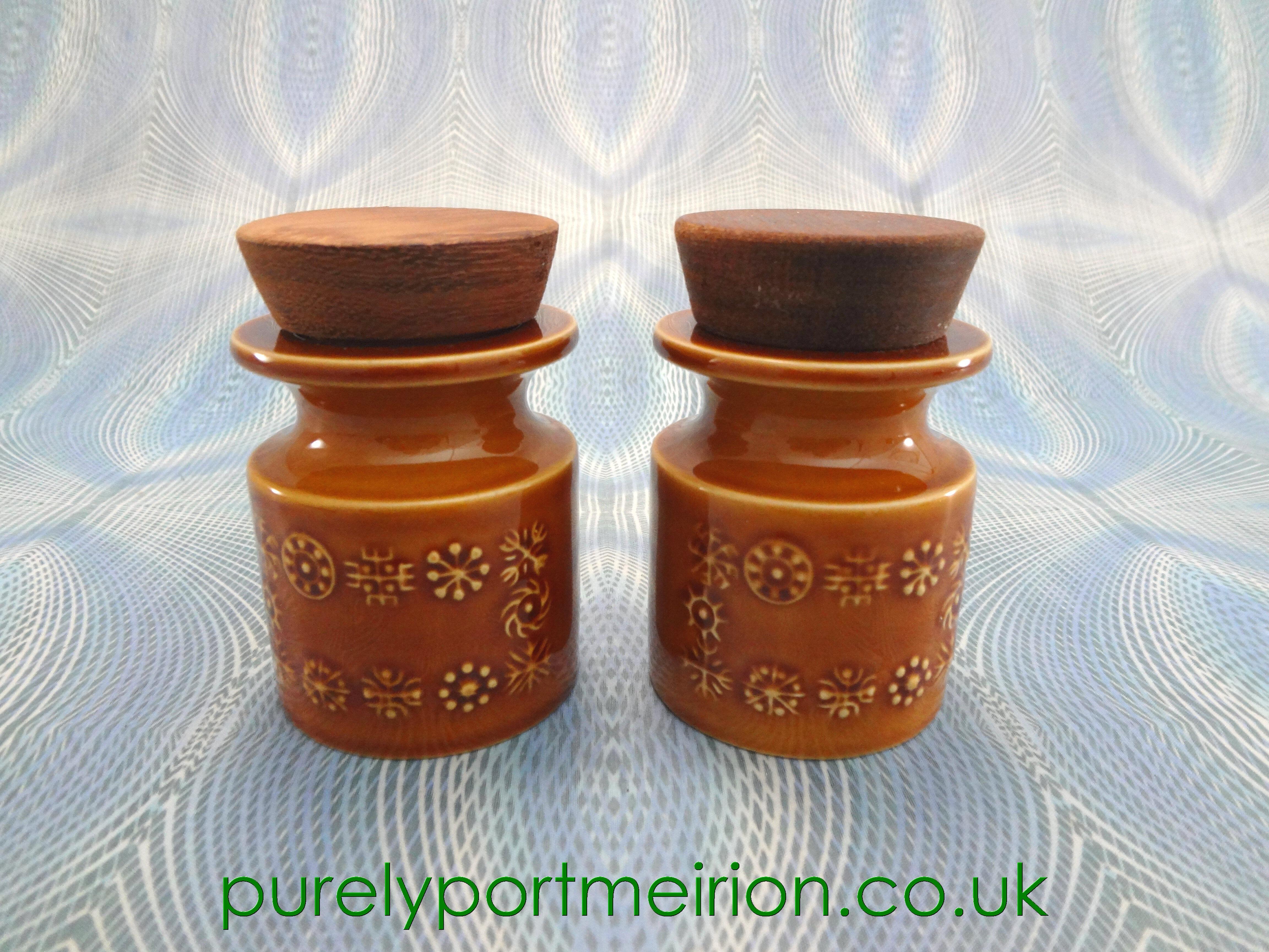 Portmeirion Pottery Totem Amber Pair Of Spice Jars, TTA31