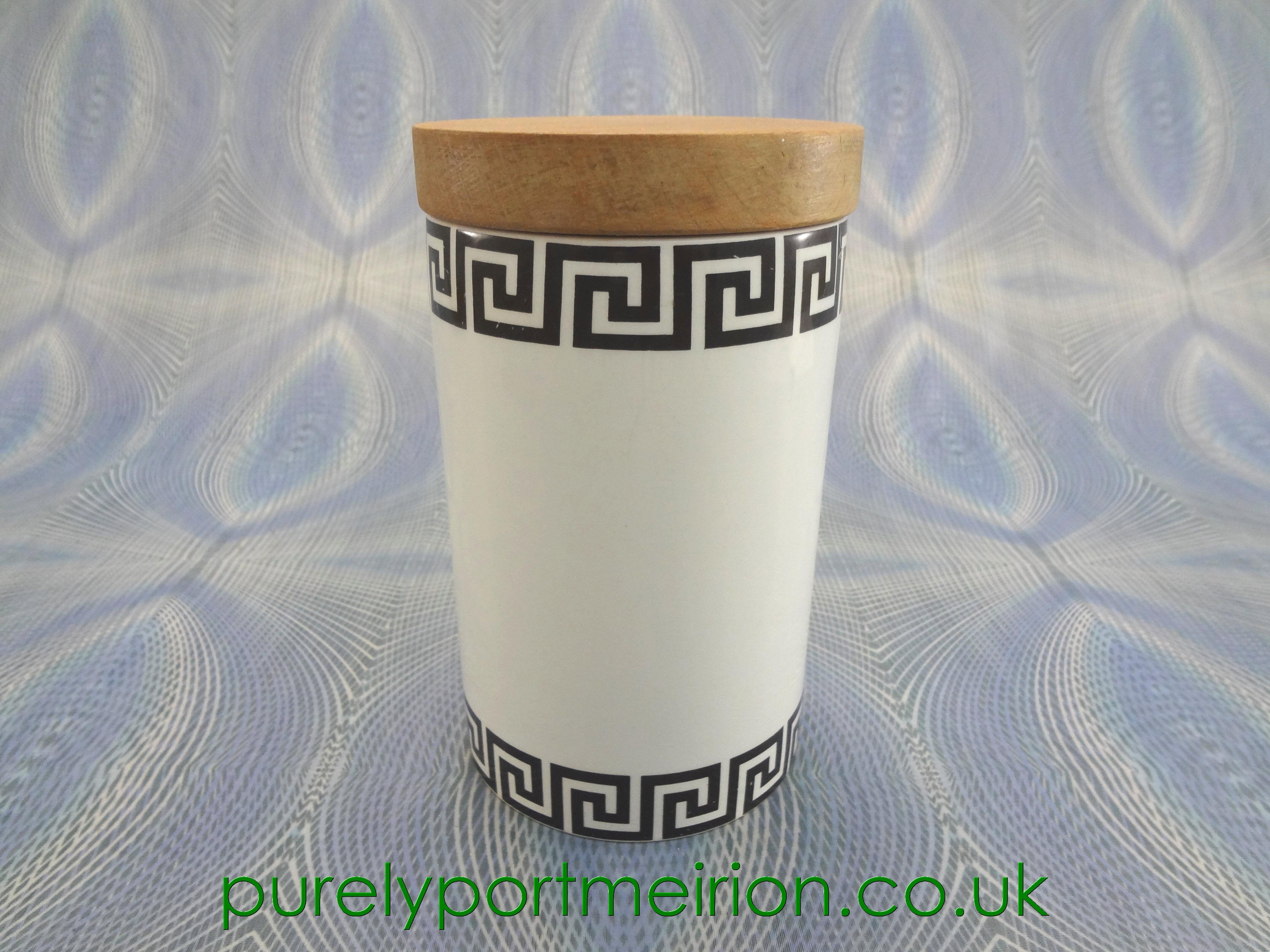 Portmeirion Greek Key Medium Storage Jar White With Black Keys, BKW21