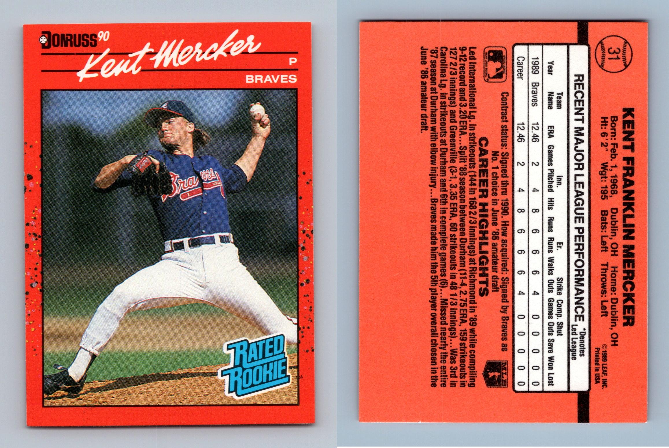 Kent Mercker - Braves #31 Donruss 1990 Baseball RC Trading Card