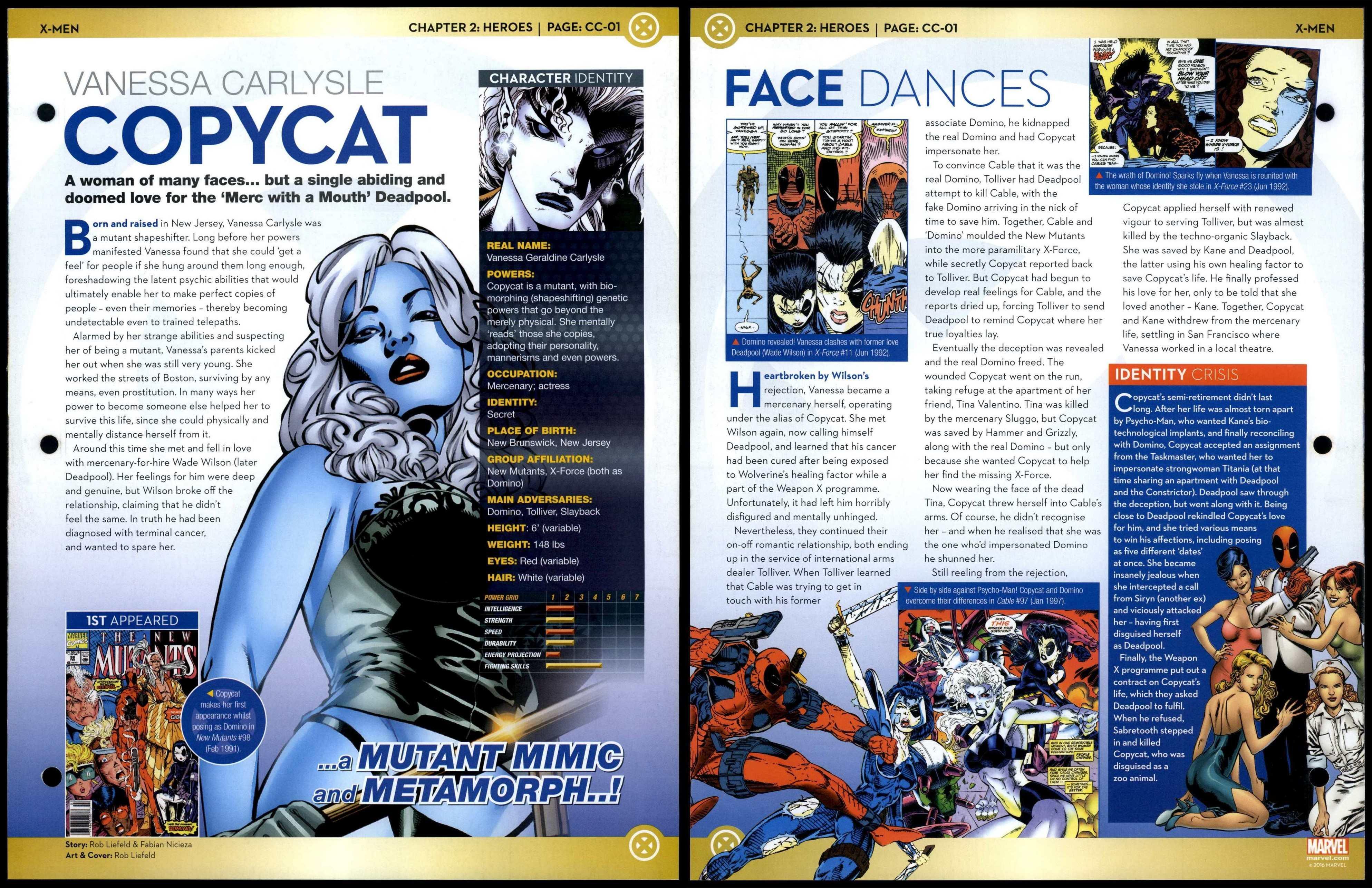 Copycat Vanessa Carlysle Cc 01 Heroes X Men Marvel Fact File Page