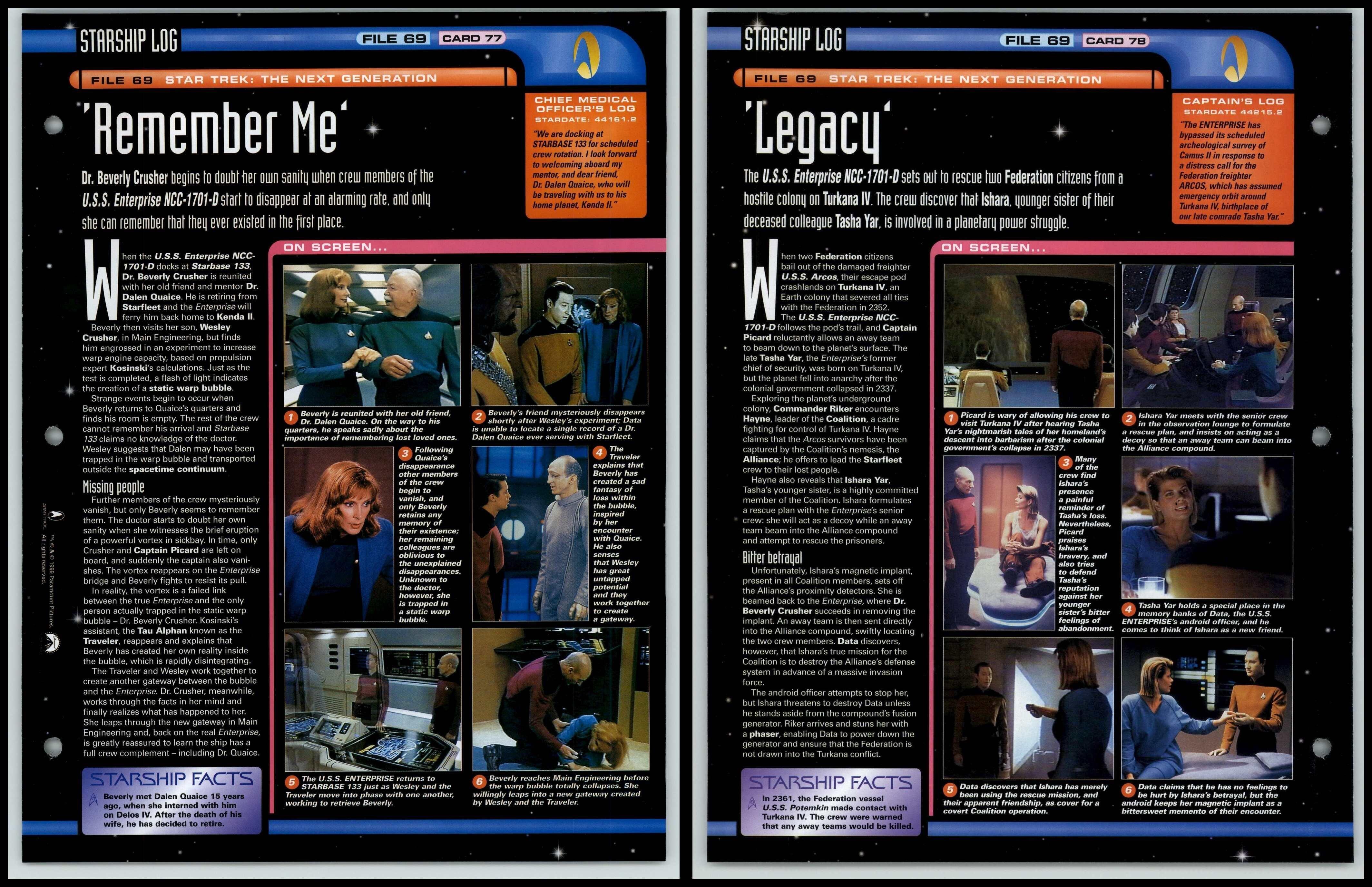Remember Me / Legacy - Next Generation - Star Fact Page