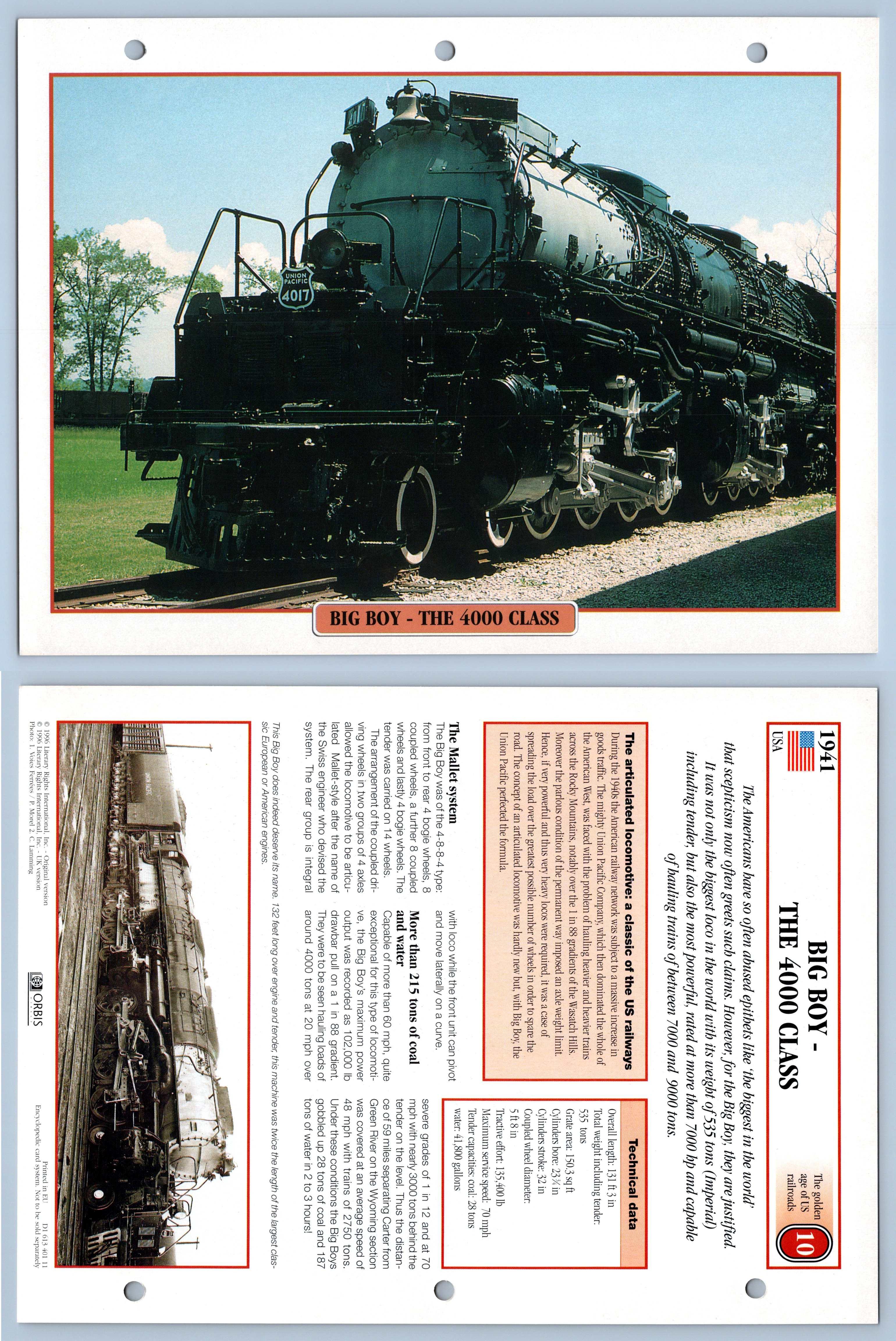 Legendary Trains Maxi Card Big Boy US Railroads The 4000 Class 