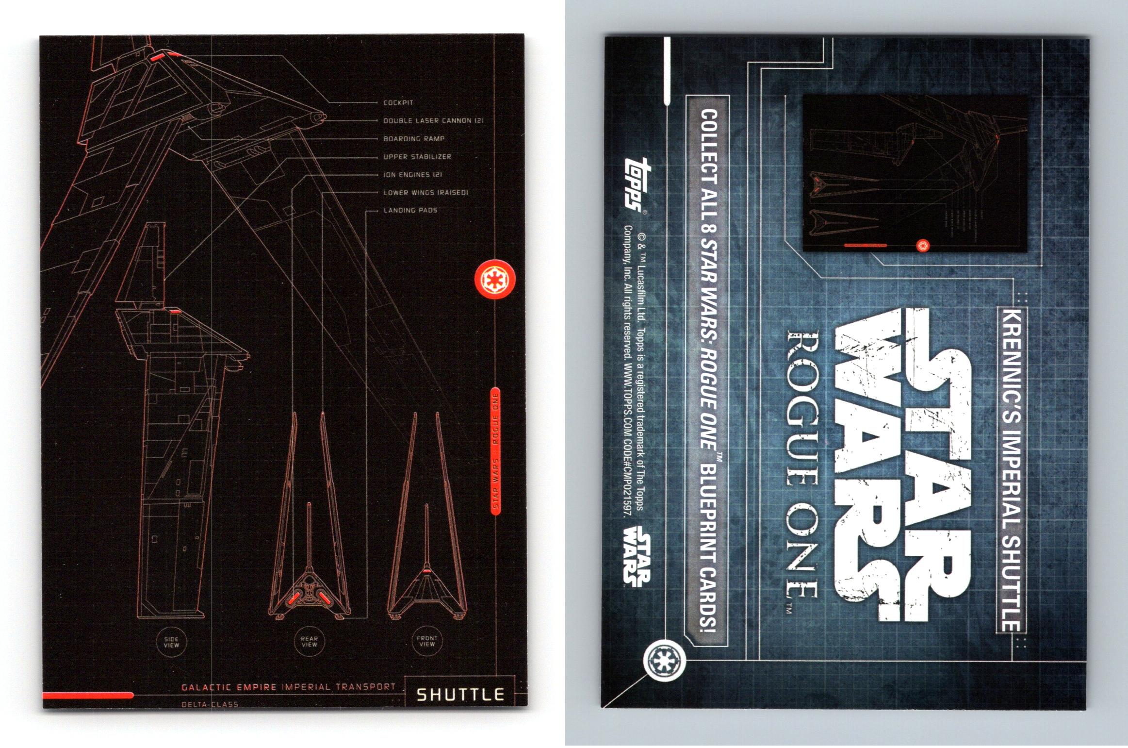 Blueprint cards Shuttle 2016 Topps Star Wars Rogue One