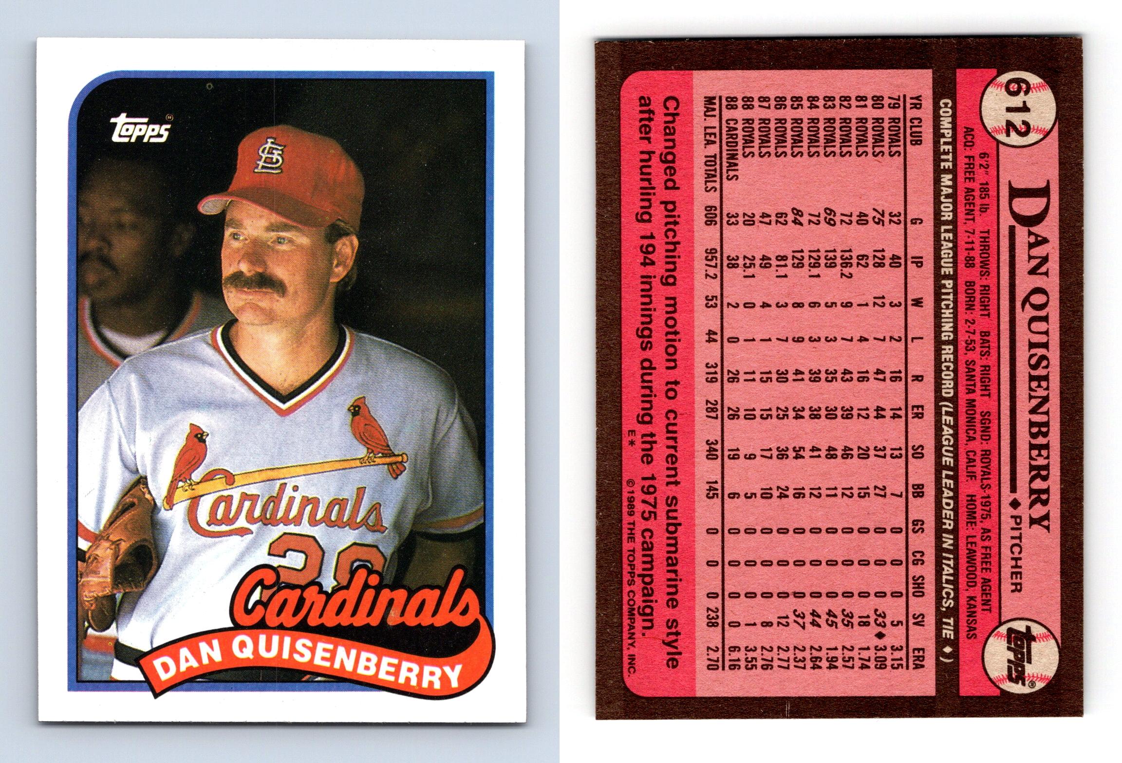 Dan Quisenberry - Cardinals #612 Topps 1989 Baseball Trading Card