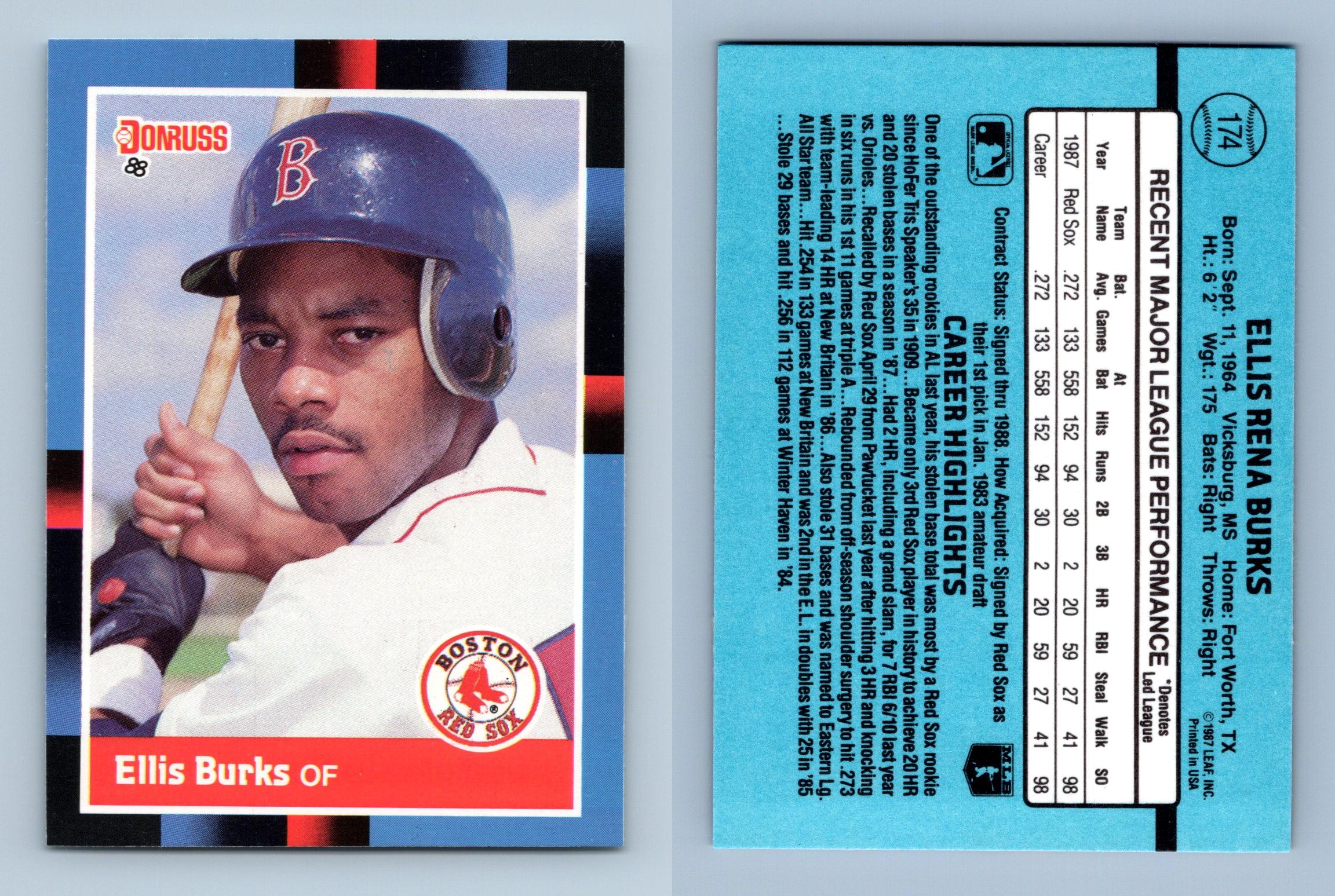 Ellis Burks - Red Sox #174 Donruss 1988 Baseball RC Trading Card