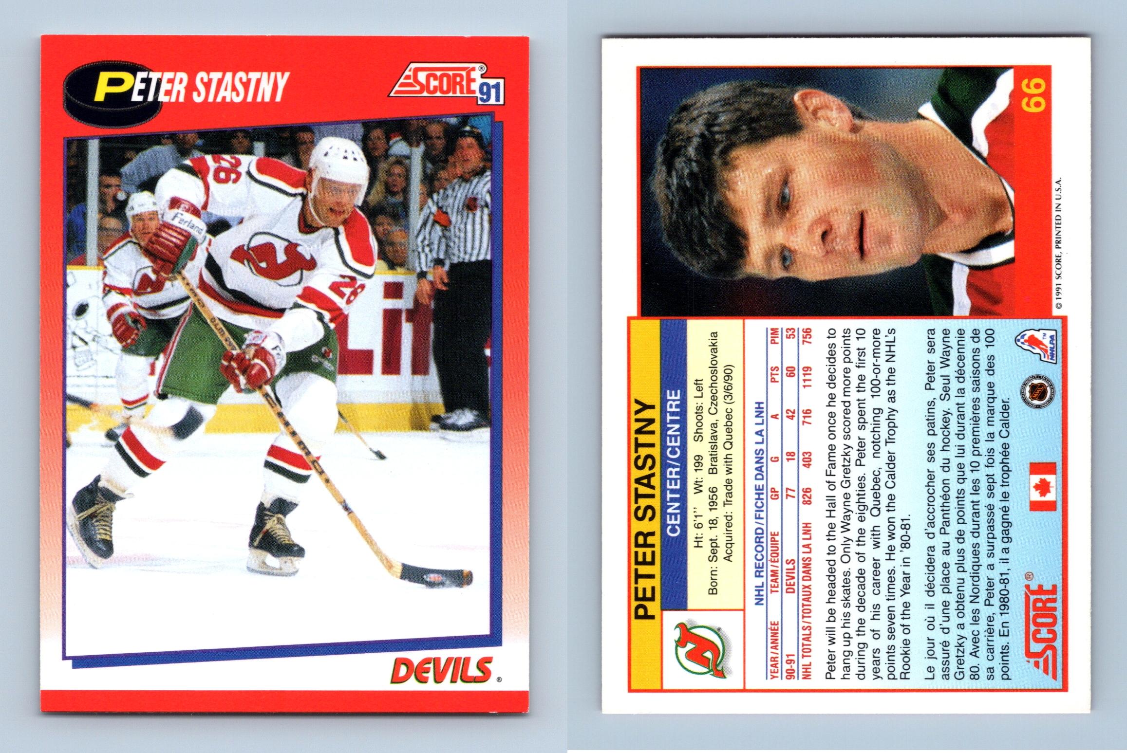 Peter Stastny Devils Score Bilingual Nhl Hockey Card