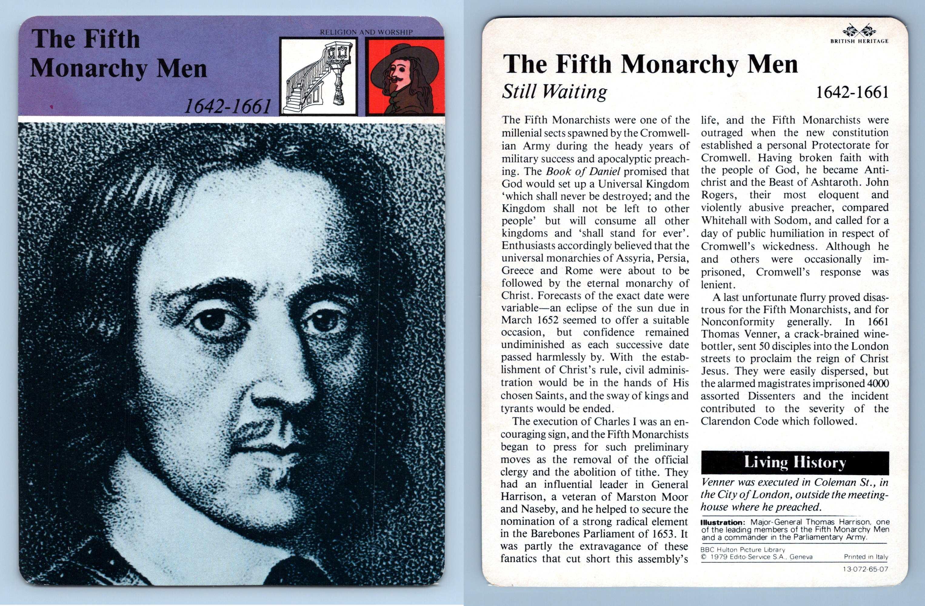 Fifth Monarchy Men Religion British Heritage EditoService SA 1979 Card