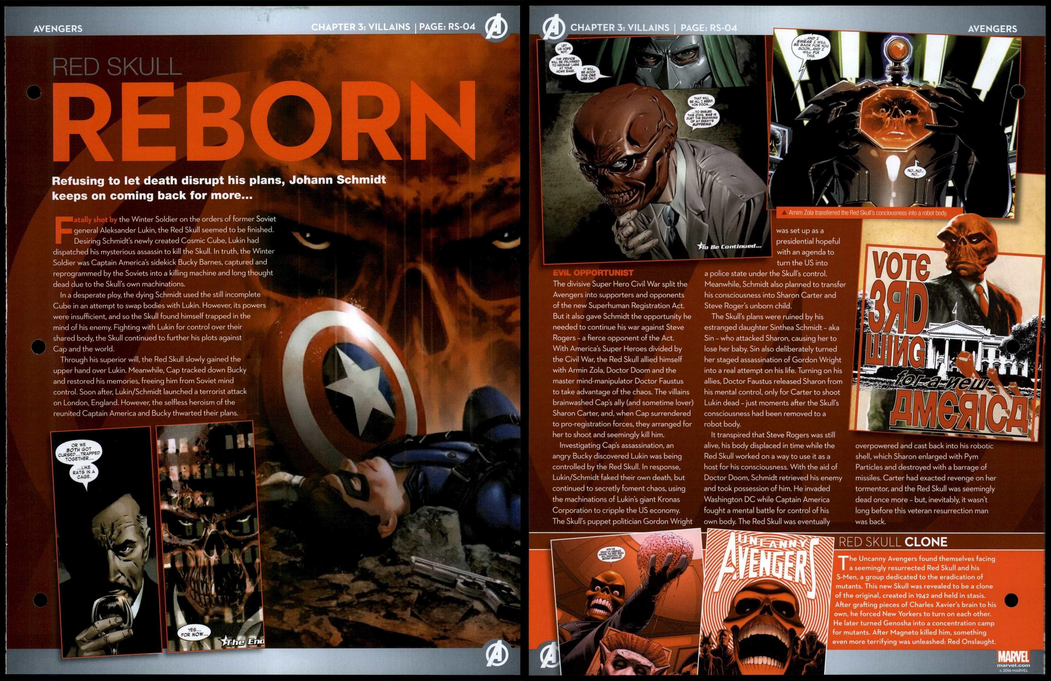 Reborn Red Skull RS04 Villains Avengers Marvel Fact File Page