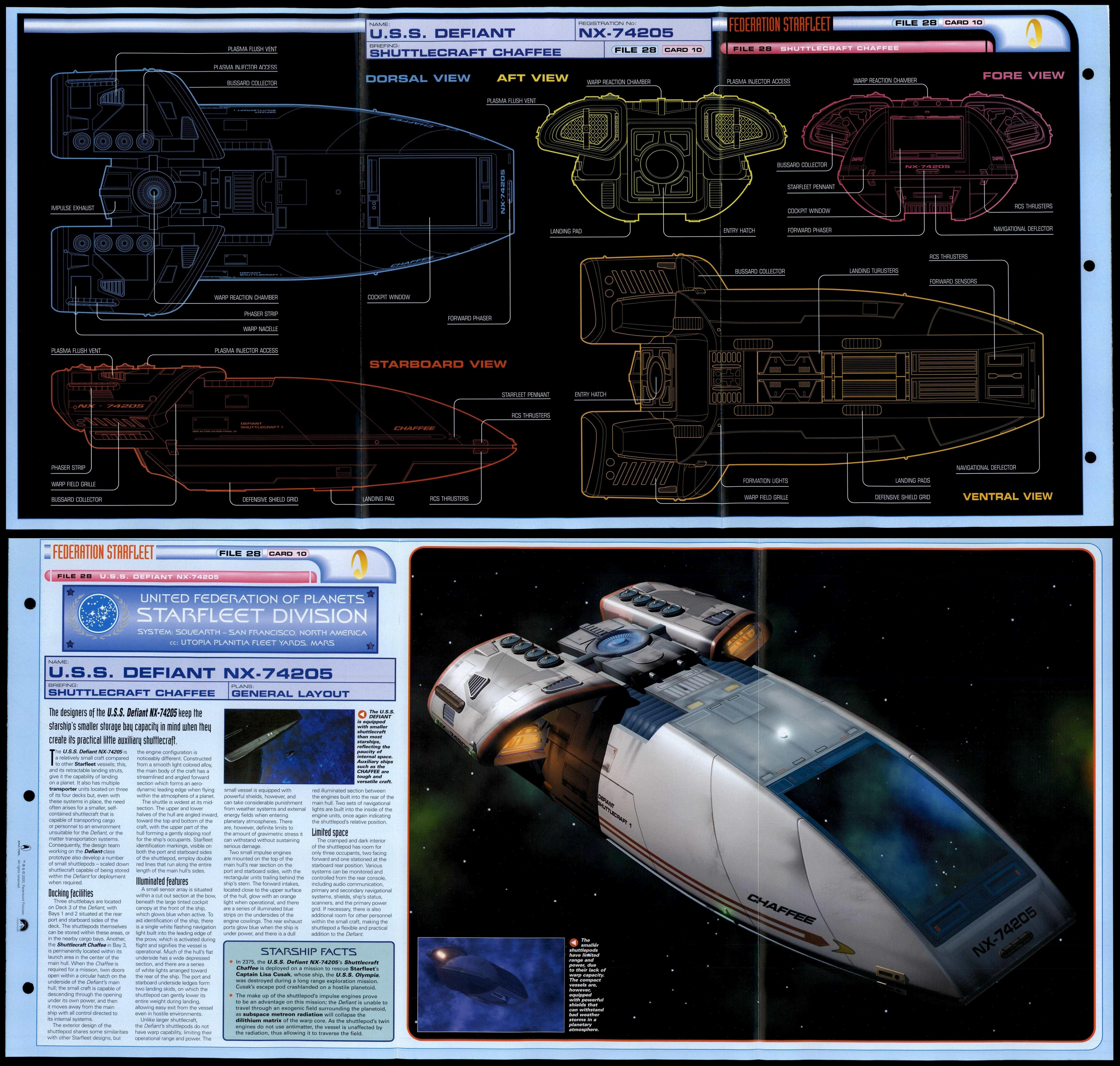 Shuttlecraft Chaffee Uss Defiant Star Trek Fact File Fold Out Page