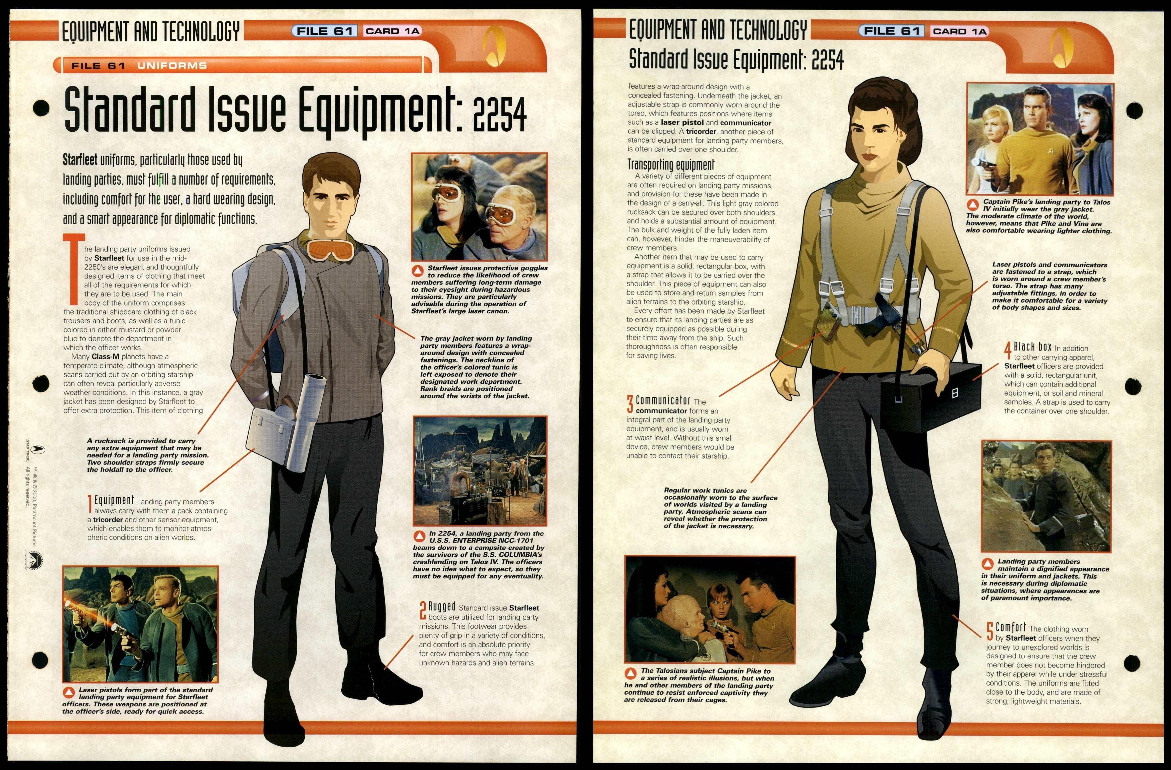 Standard Issue Equipment 2254 Uniforms Star Trek Fact File Page