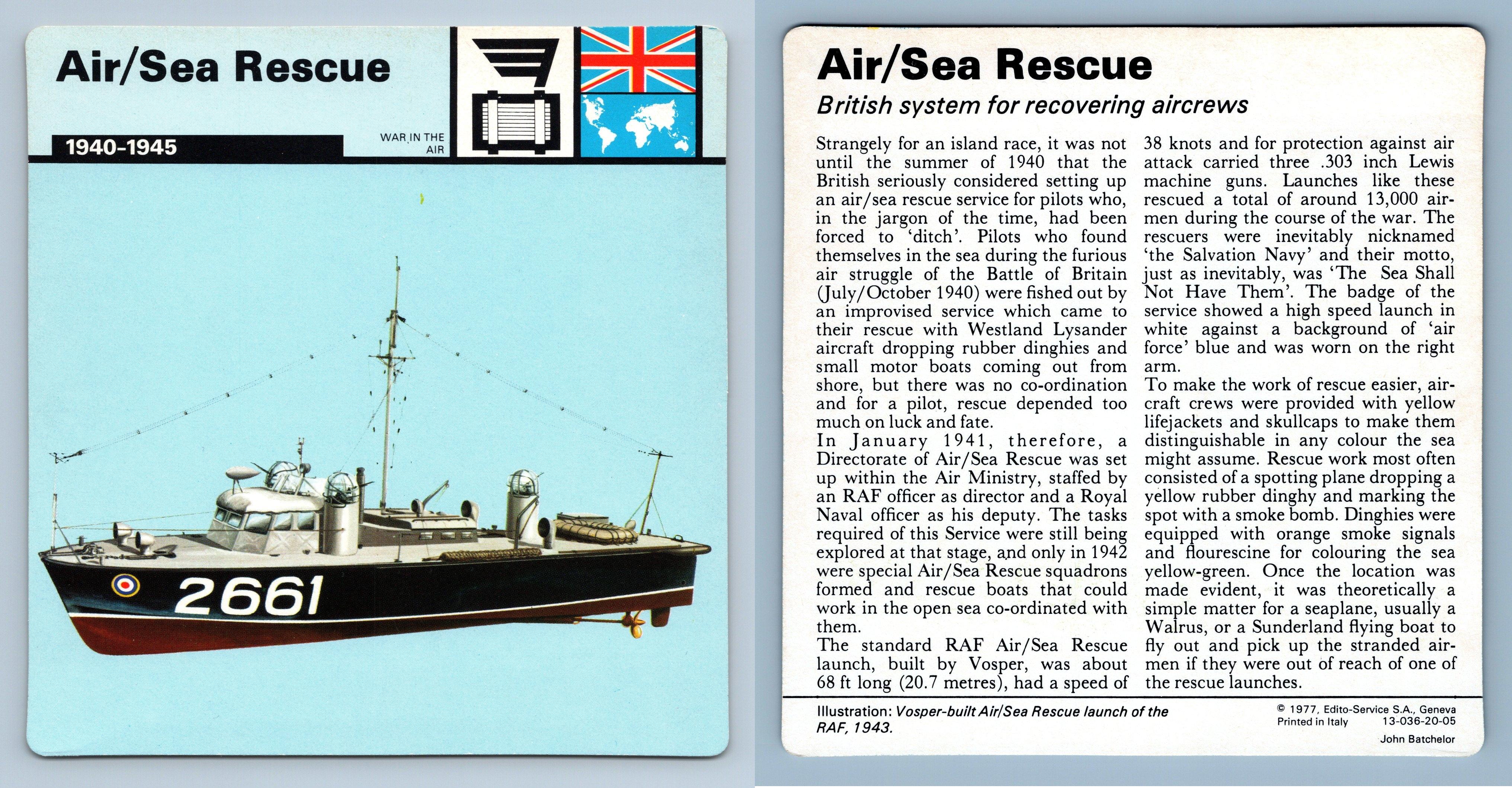 1940-45 Air/Sea Rescue War In The Air WW2 Edito-Service SA 1977 Card 