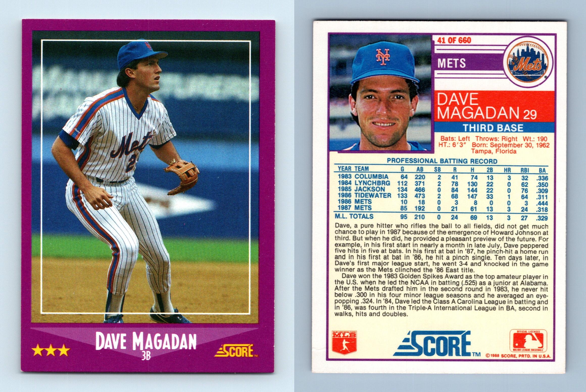 Dave Magadan - Mets #41 Score 1988 Baseball Trading Card