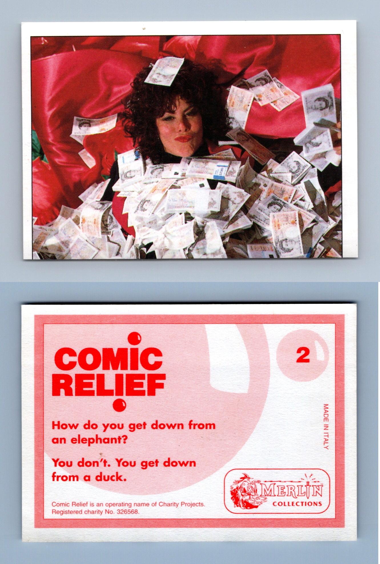 Comic Relief #2 Merlin 1995 Ruby Wax Covered In Money Part 1 of 2 Sticker C845 