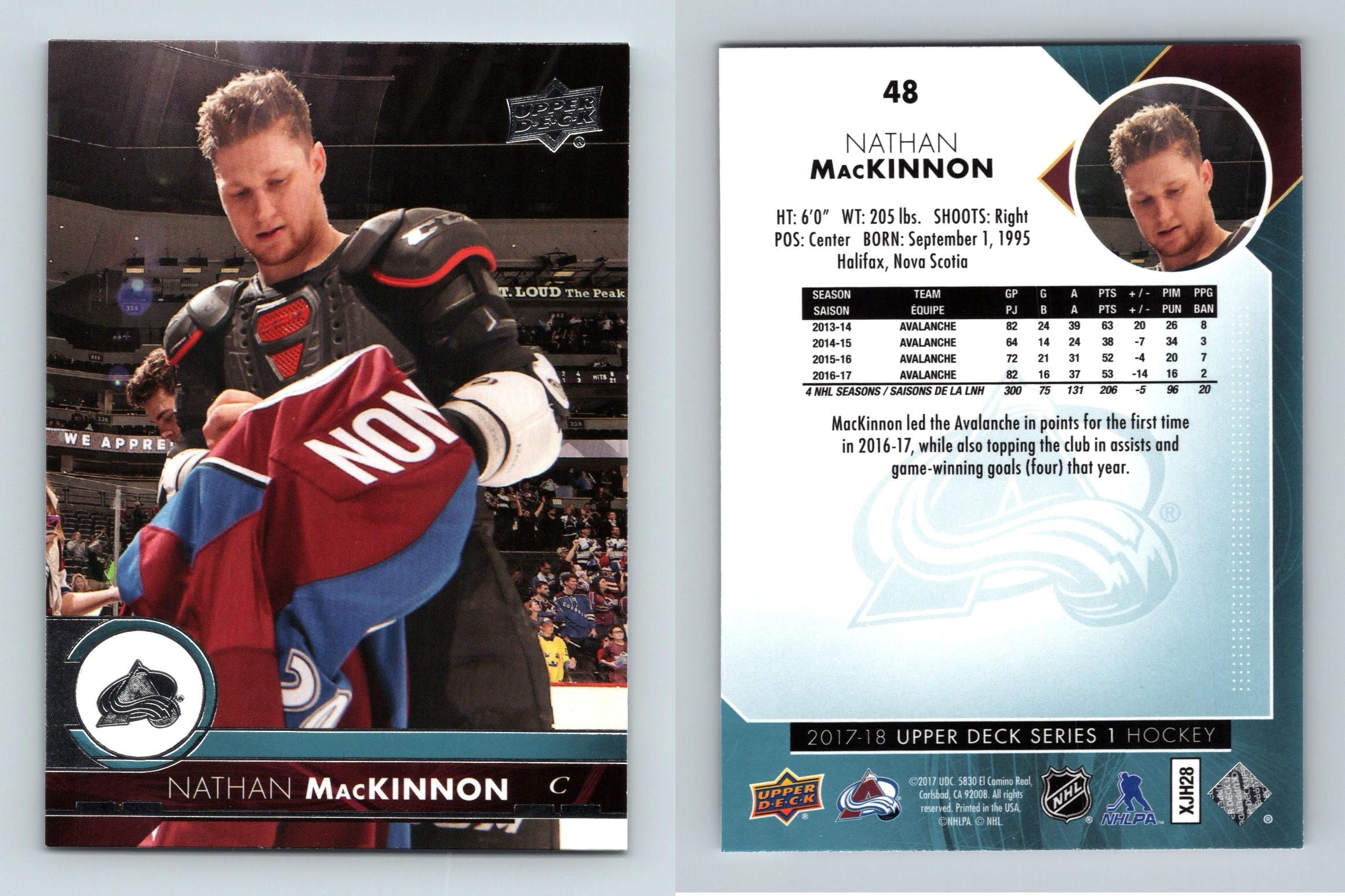2017-18 Upper Deck # 48 Mint Nathan MacKinnon Hockey Card
