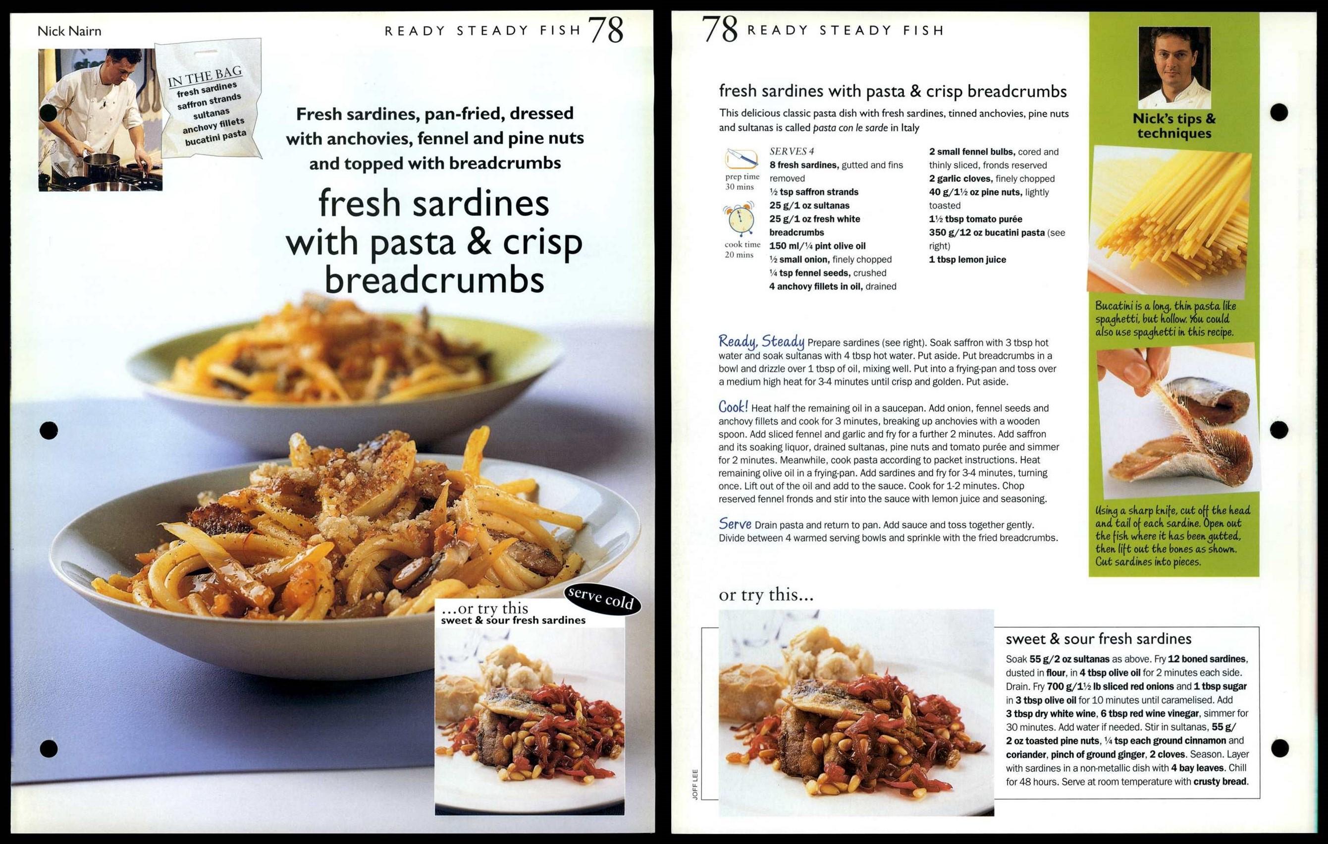 Fresh Sardines + Pasta & Crisp Breadcrumb 78 Fish Ready Steady Cook