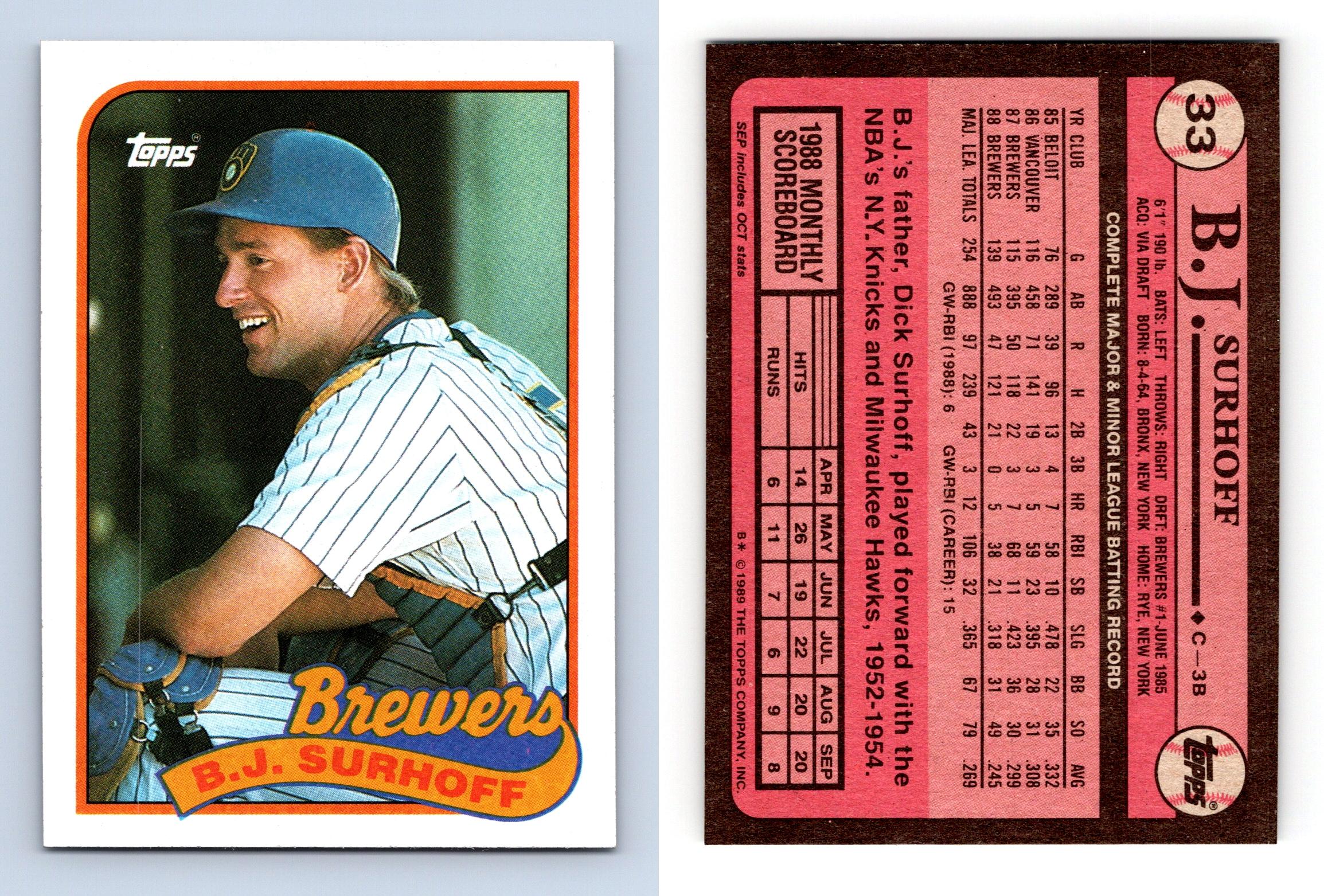 B.J. Surhoff - Brewers #33 Topps 1989 Baseball Trading Card