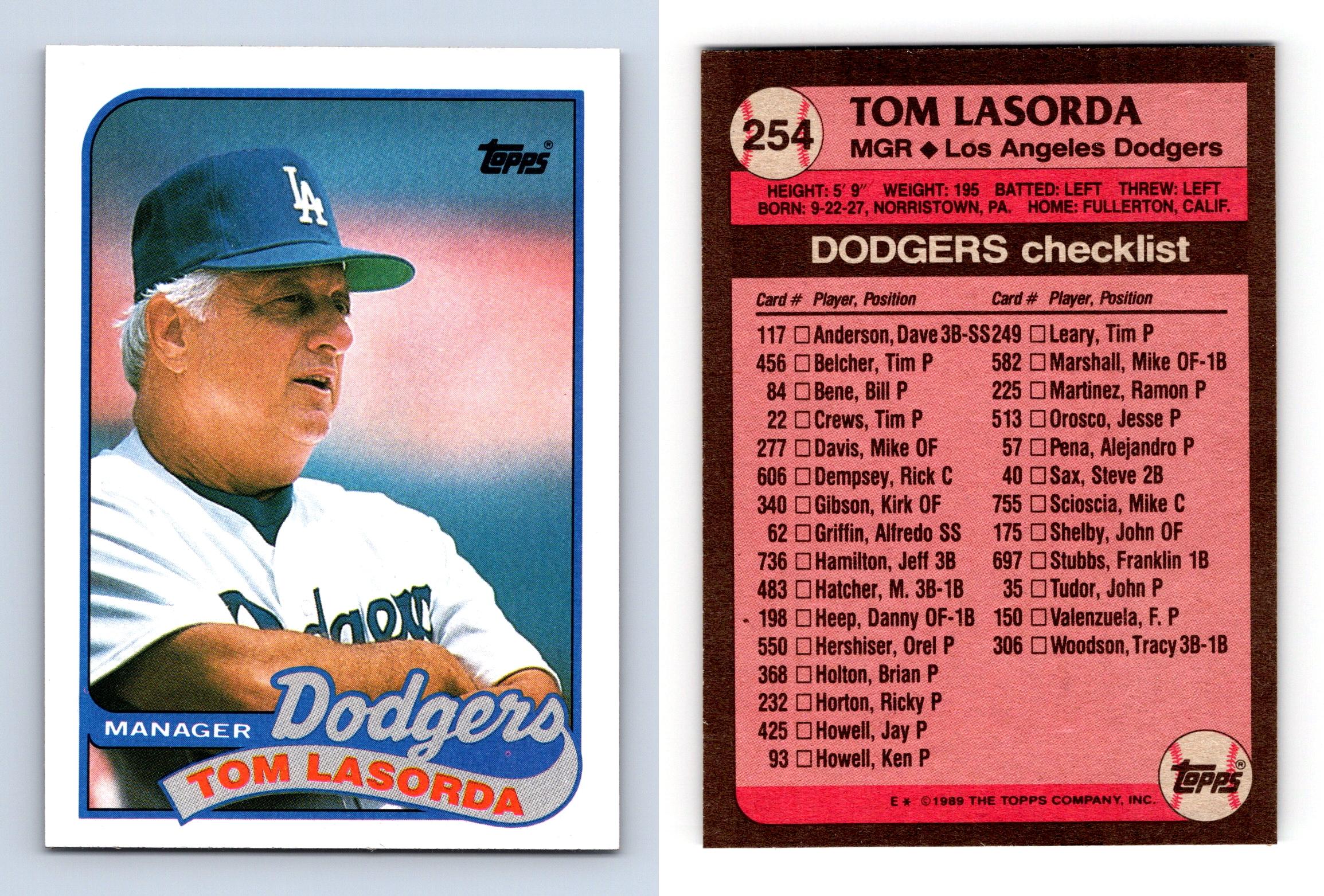 Tom Lasorda - Dodgers #254 Topps 1989 Baseball Trading Card