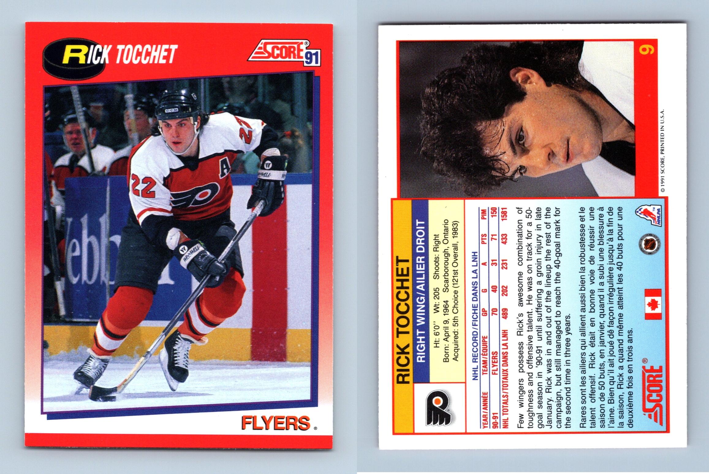 Rick Tocchet Flyers 9 Score 19912 Bilingual NHL Hockey Card