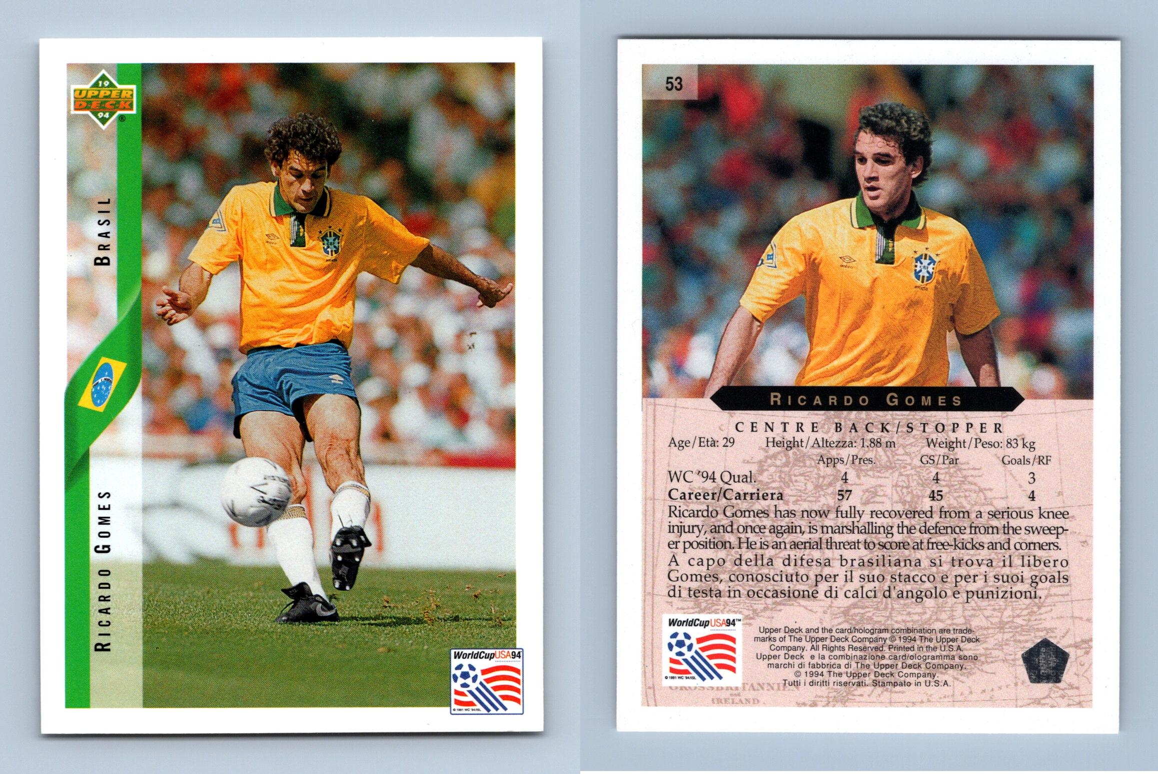 C385 Card Brasil #53 World Cup USA '94, Ricardo Gomes Eng/Ger 