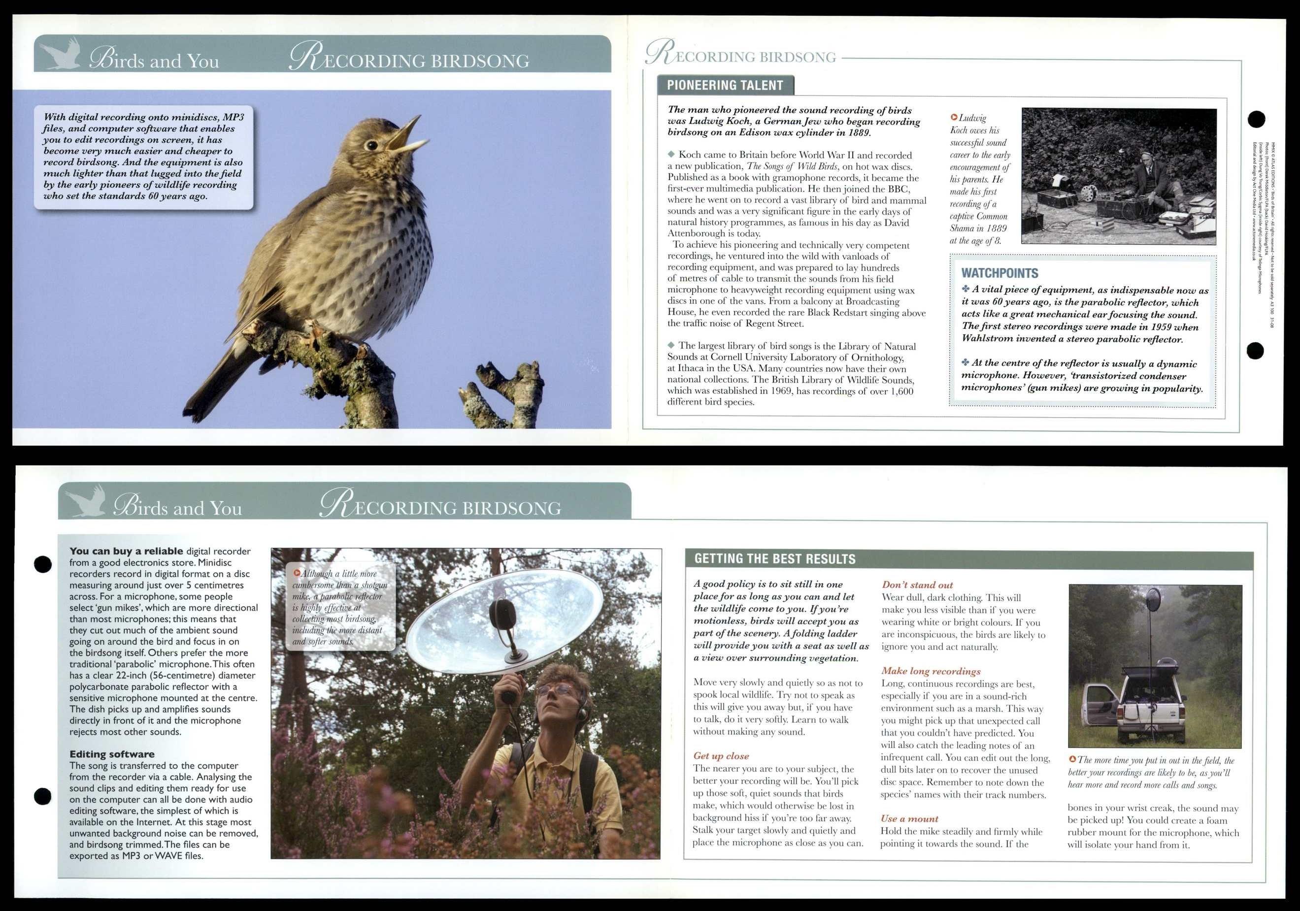 Recording Birdsong Birds & You Birds Of Britain Atlas Editions Fold