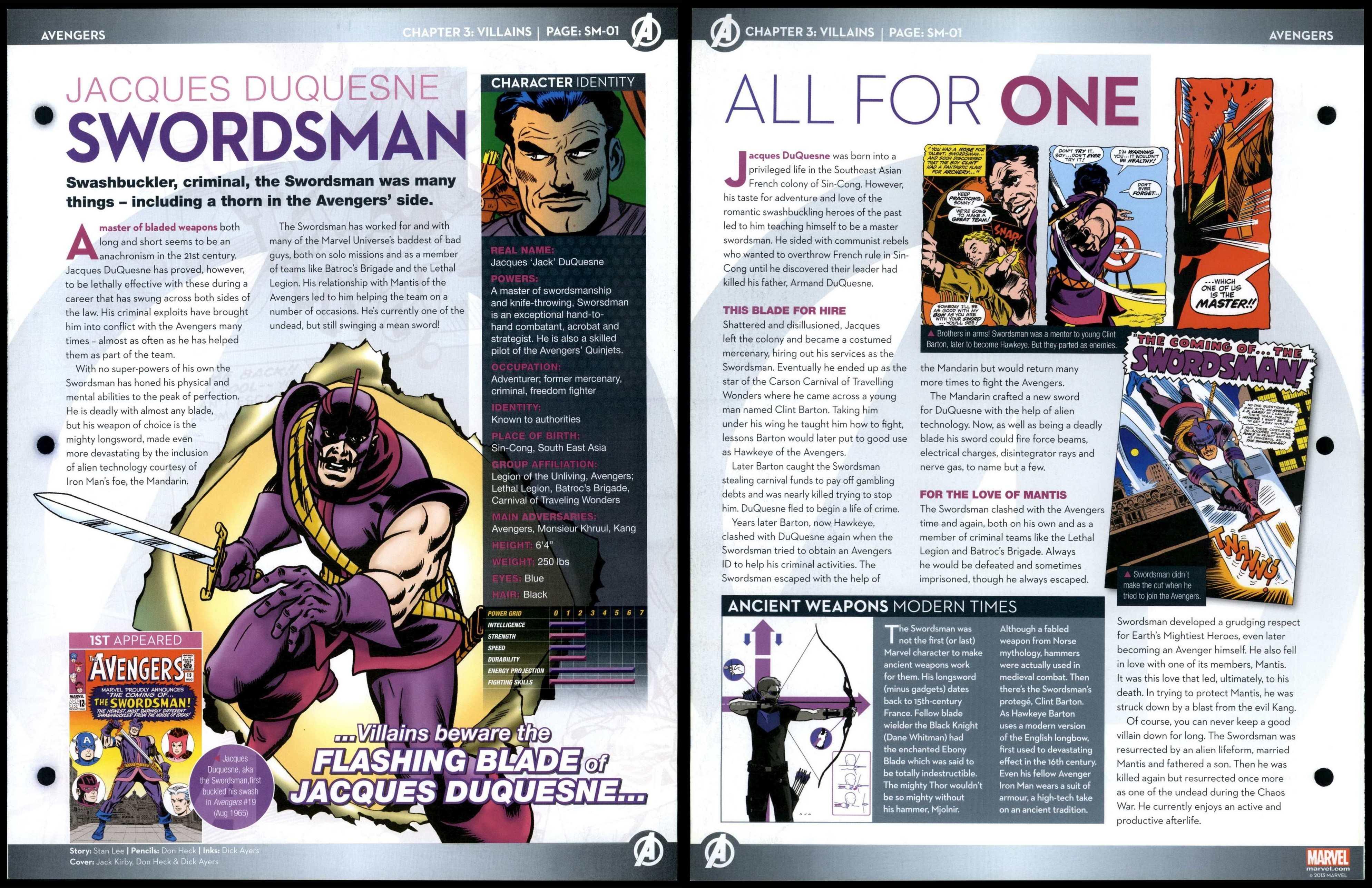 Swordsman Jacques Duquesne SM01 Villains Avengers Marvel Fact