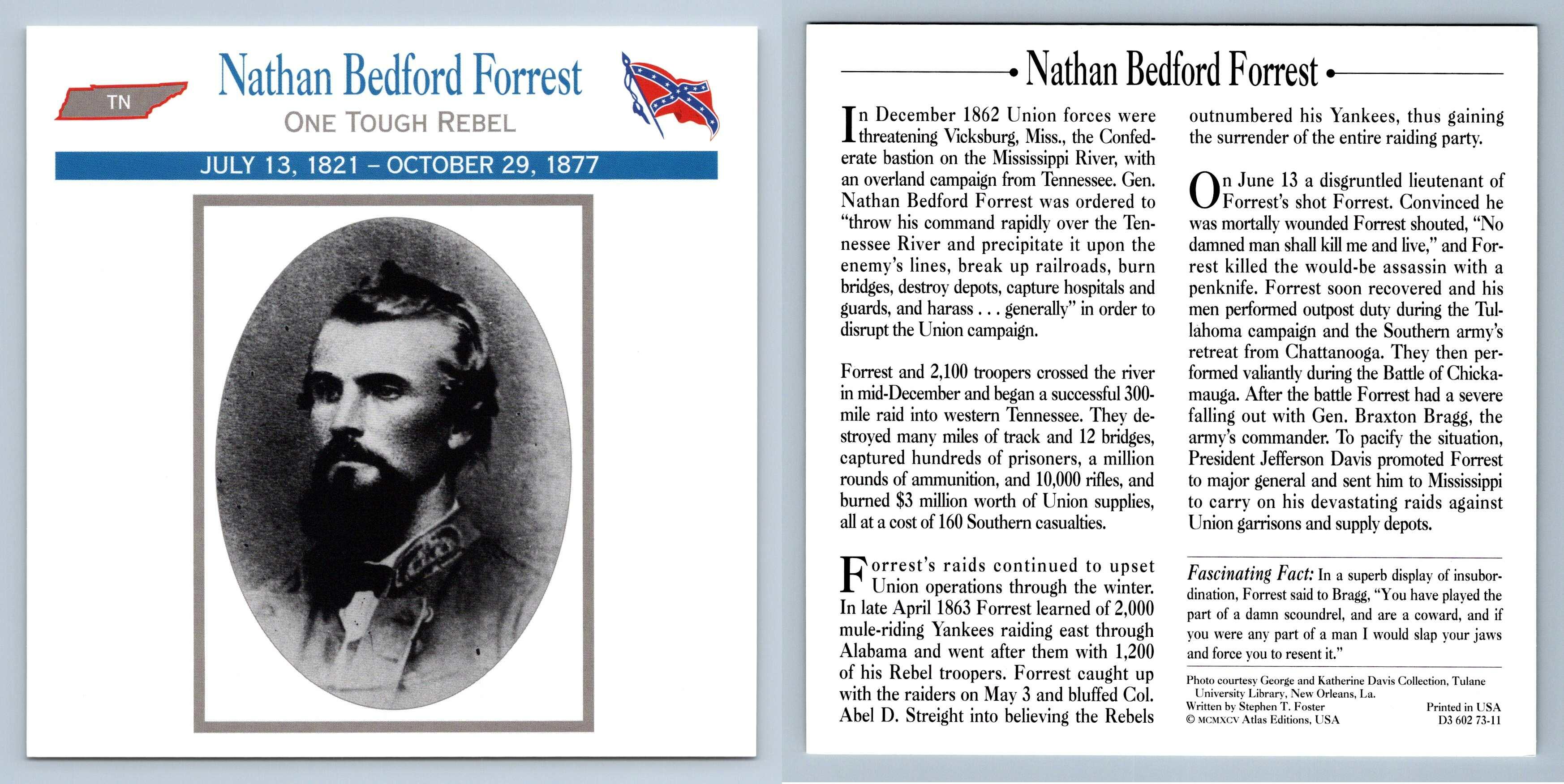 One Tough Rebel Nathan Bedford Forrest Officers Atlas Ed. Civil