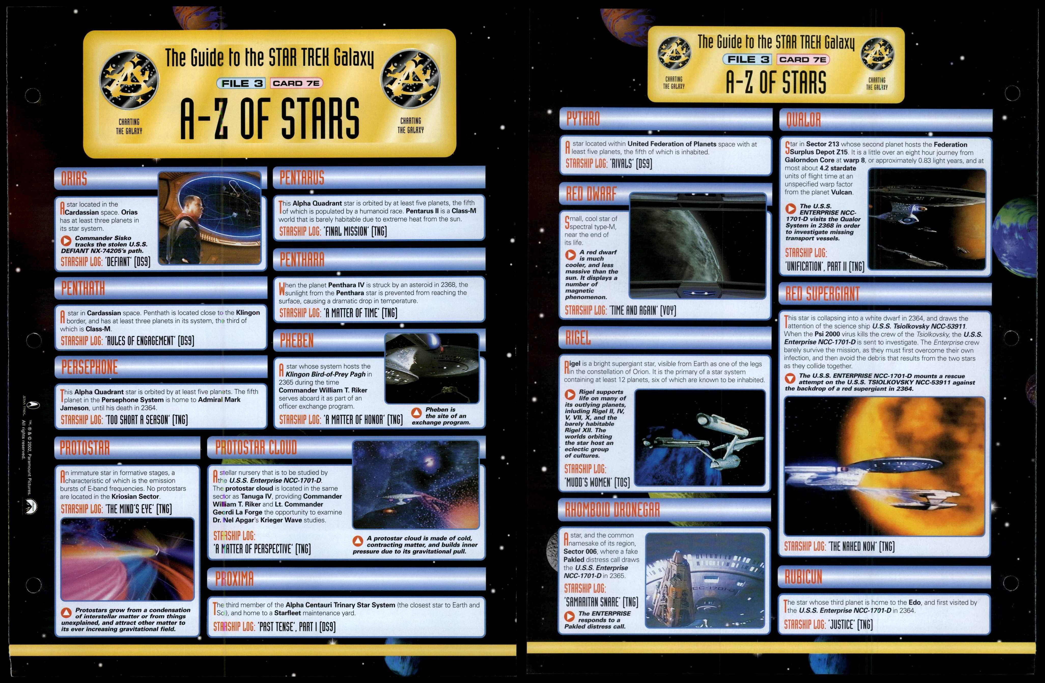 A-Z Of Stars - Card 7E - Charting The Galaxy - Star Trek Fact File Page