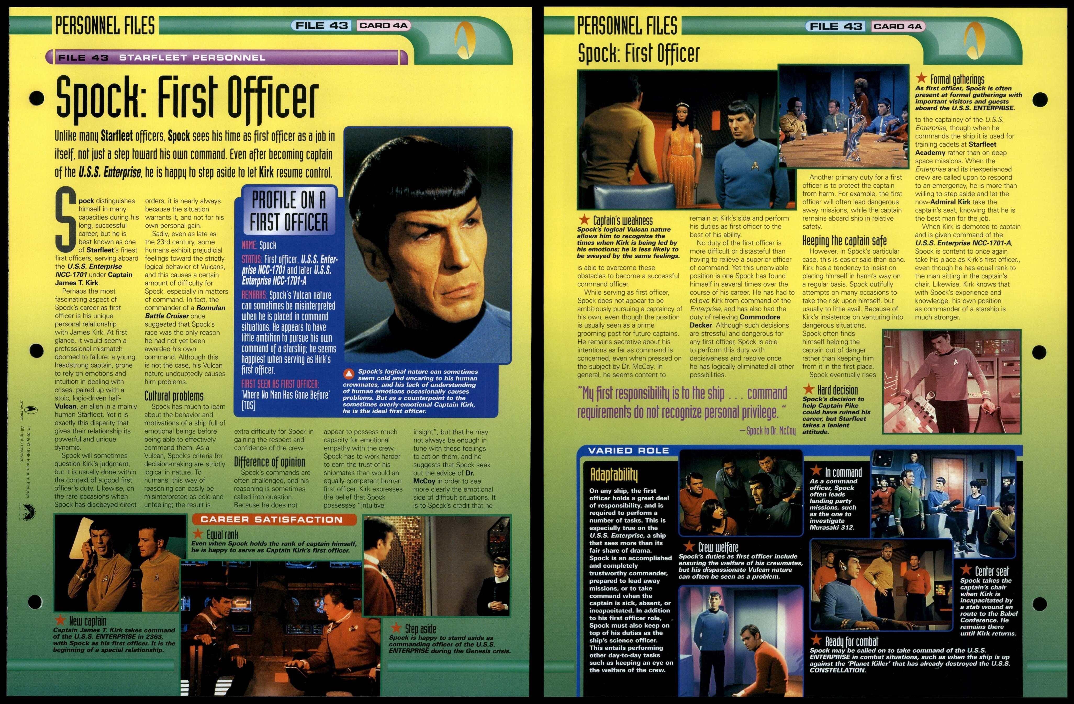 Spock First Officer Starfleet Personnel Star Trek Fact File Page spock-first-officer-starfleet-personnel-star-trek-fact-file-page
