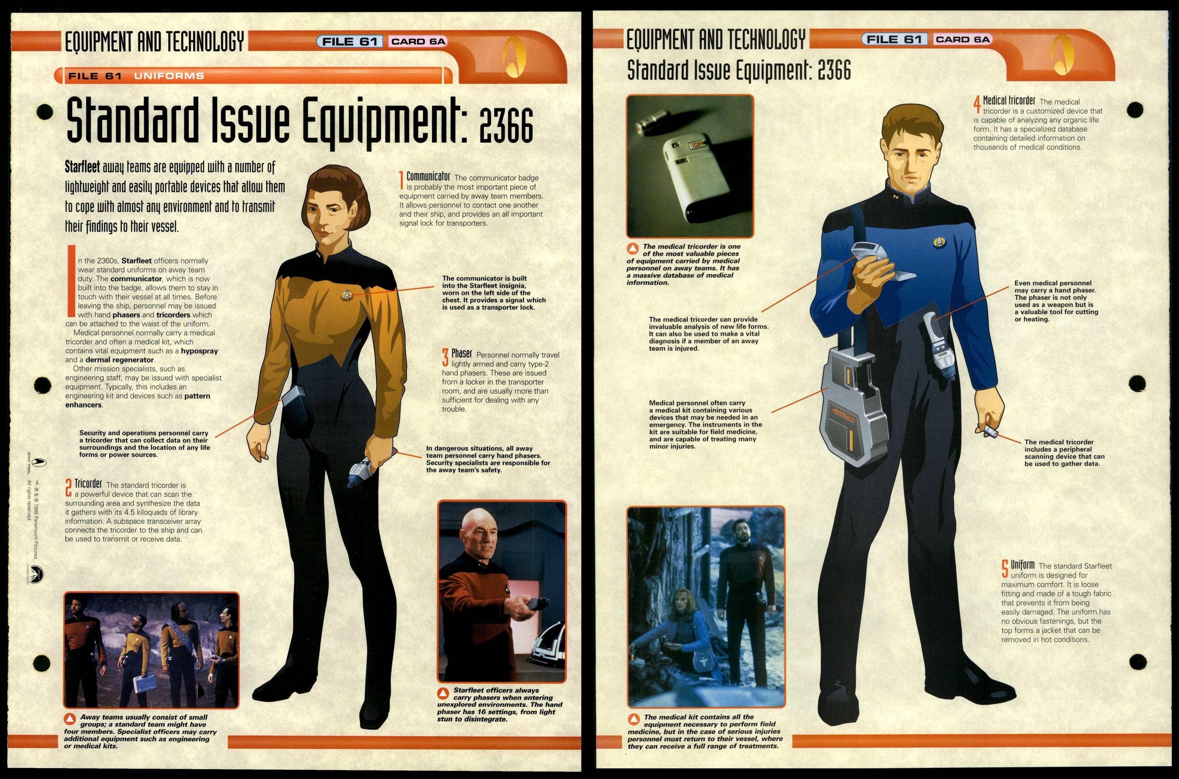 Standard Issue Equipment 2366 Uniforms Star Trek Fact File Page
