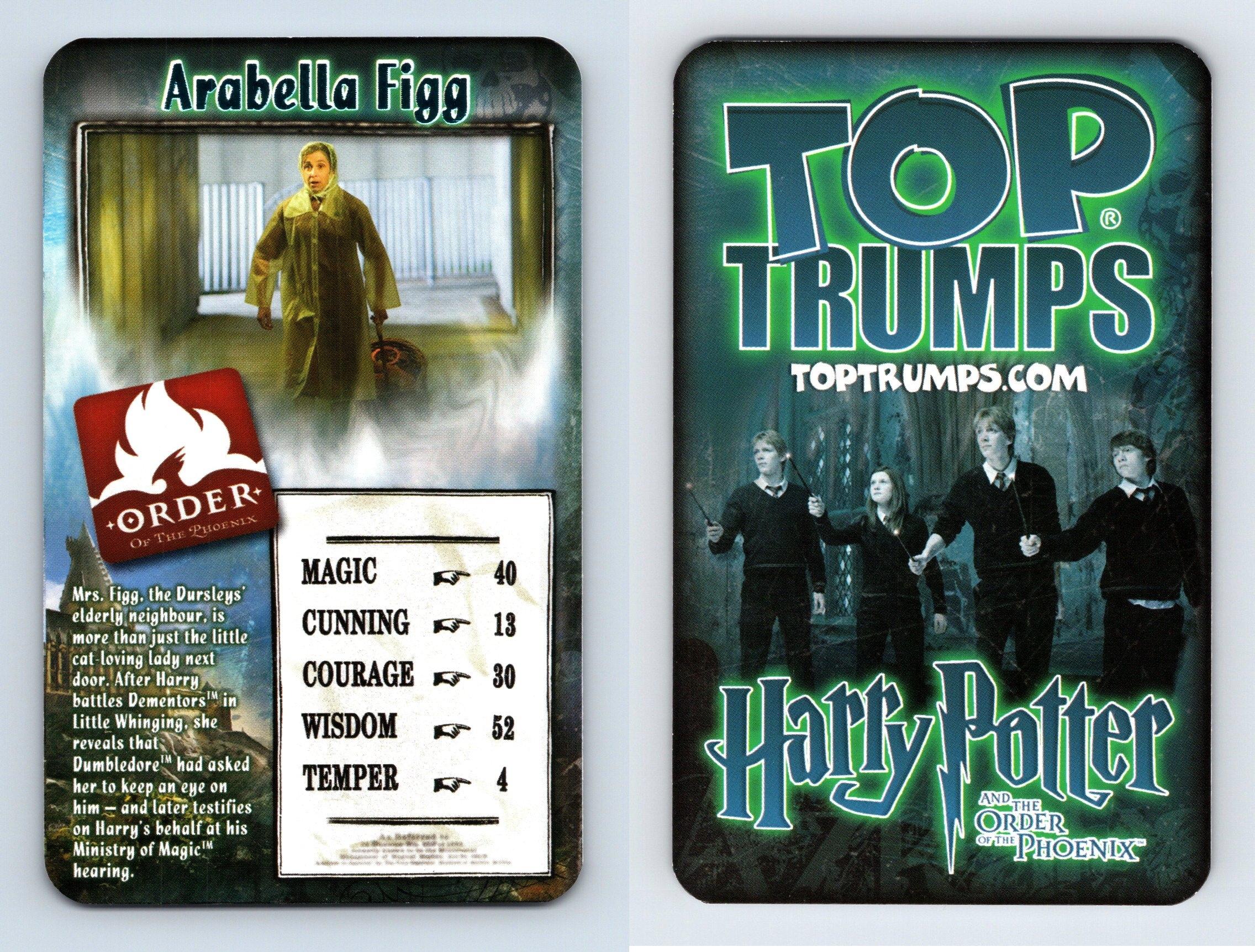 Arabella Figg Harry Potter & Order Of Phoenix 2007 Top Trumps Specials Card