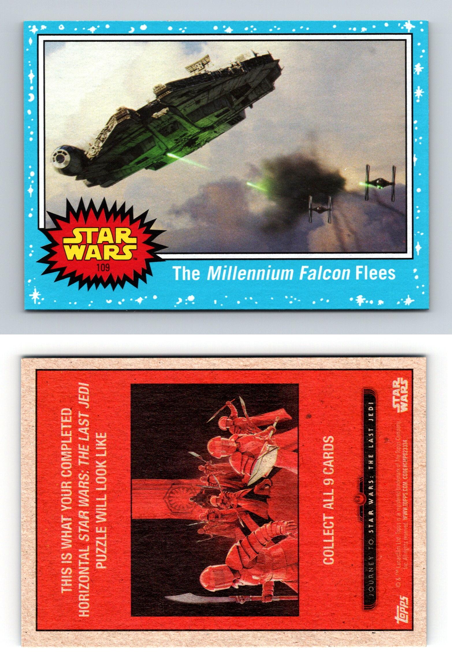 Star Wars The Last Jedi Green Base Card #109 The Millennium Falcon Flees 
