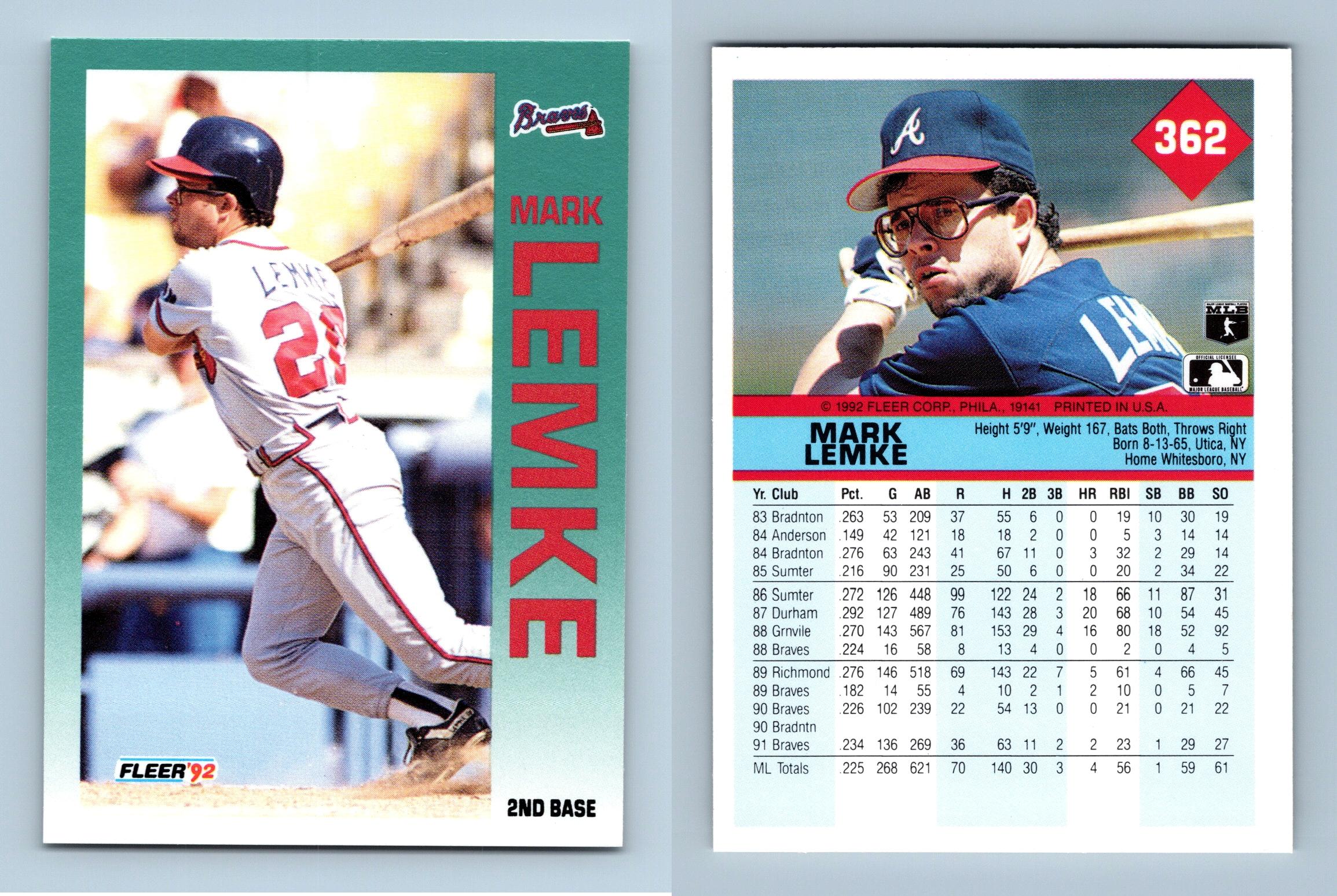 Mark Lemke - Braves #362 Fleer 1992 Baseball Trading Card