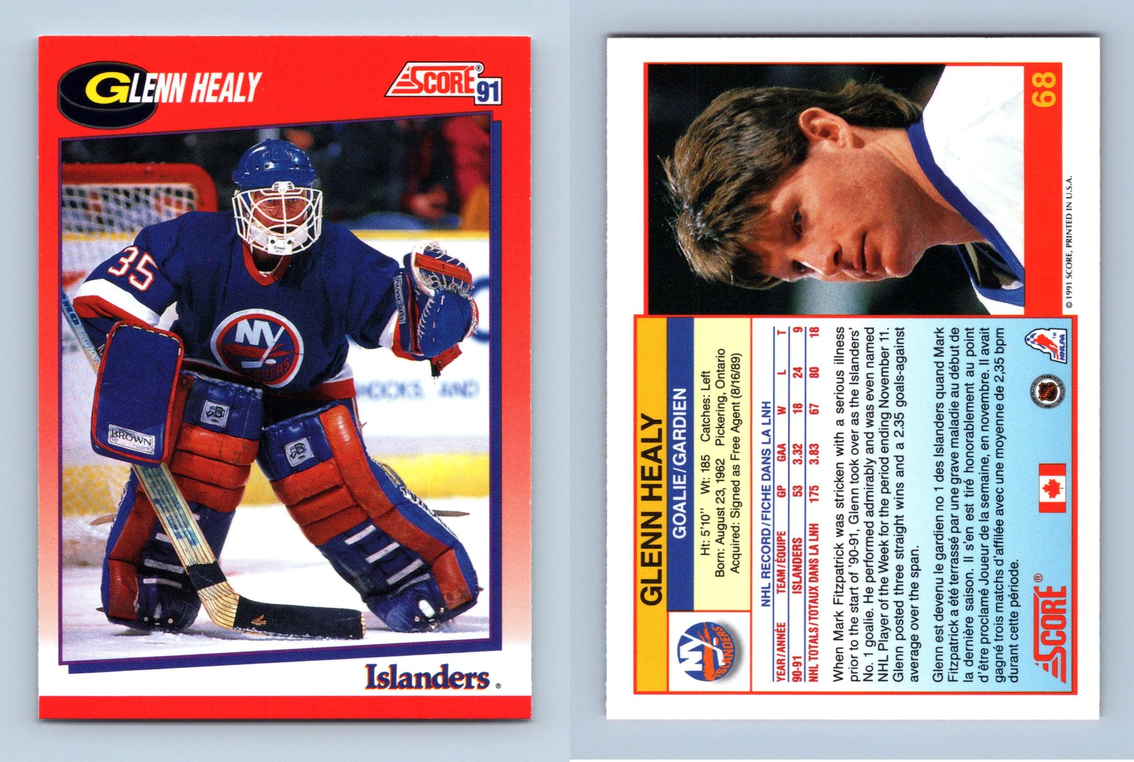 Glenn Healy Islanders 68 Score 1991 2 Bilingual NHL Hockey Card