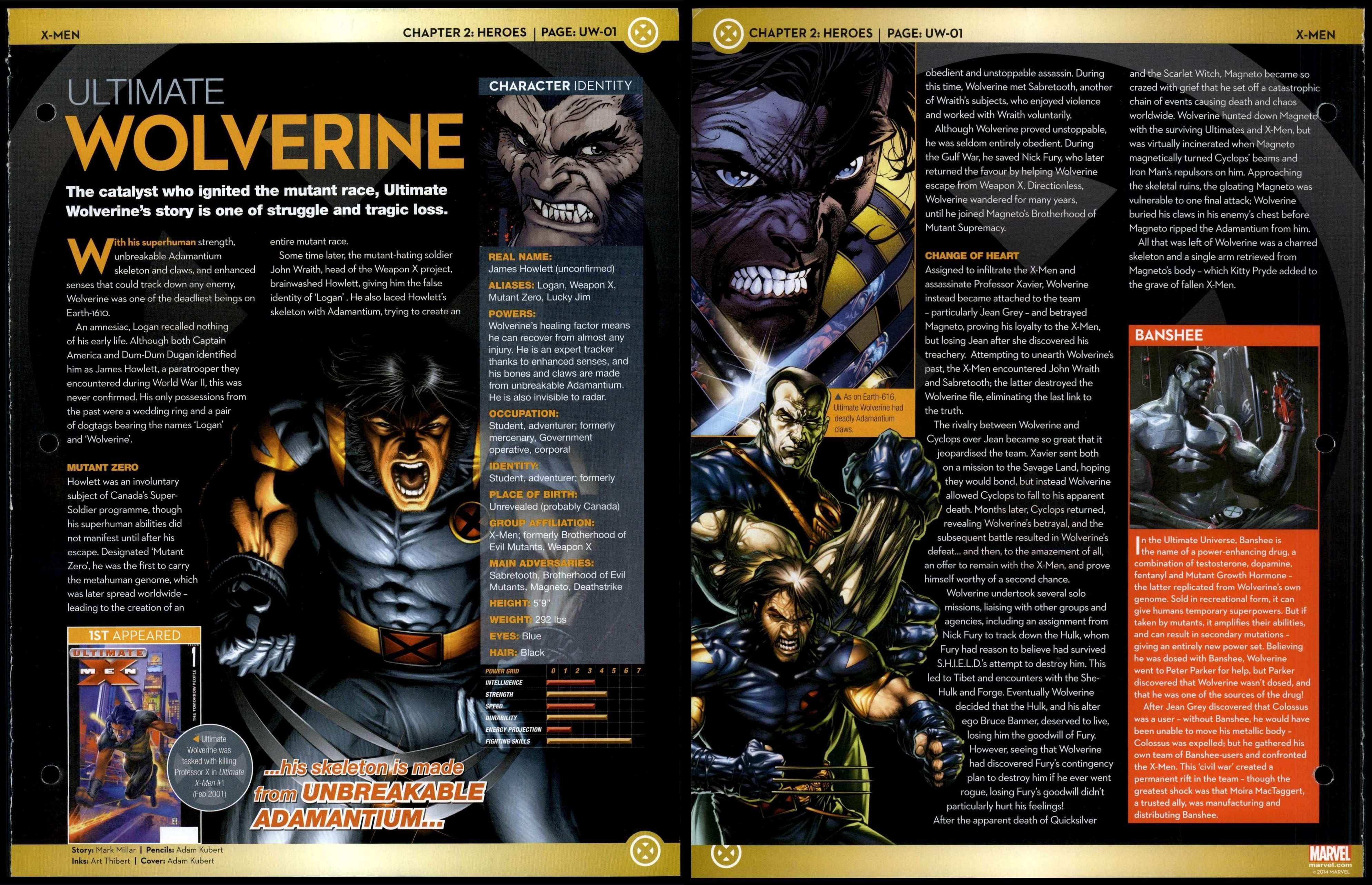 Wolverine Ultimate UW01 Heroes XMen Marvel Fact File Page