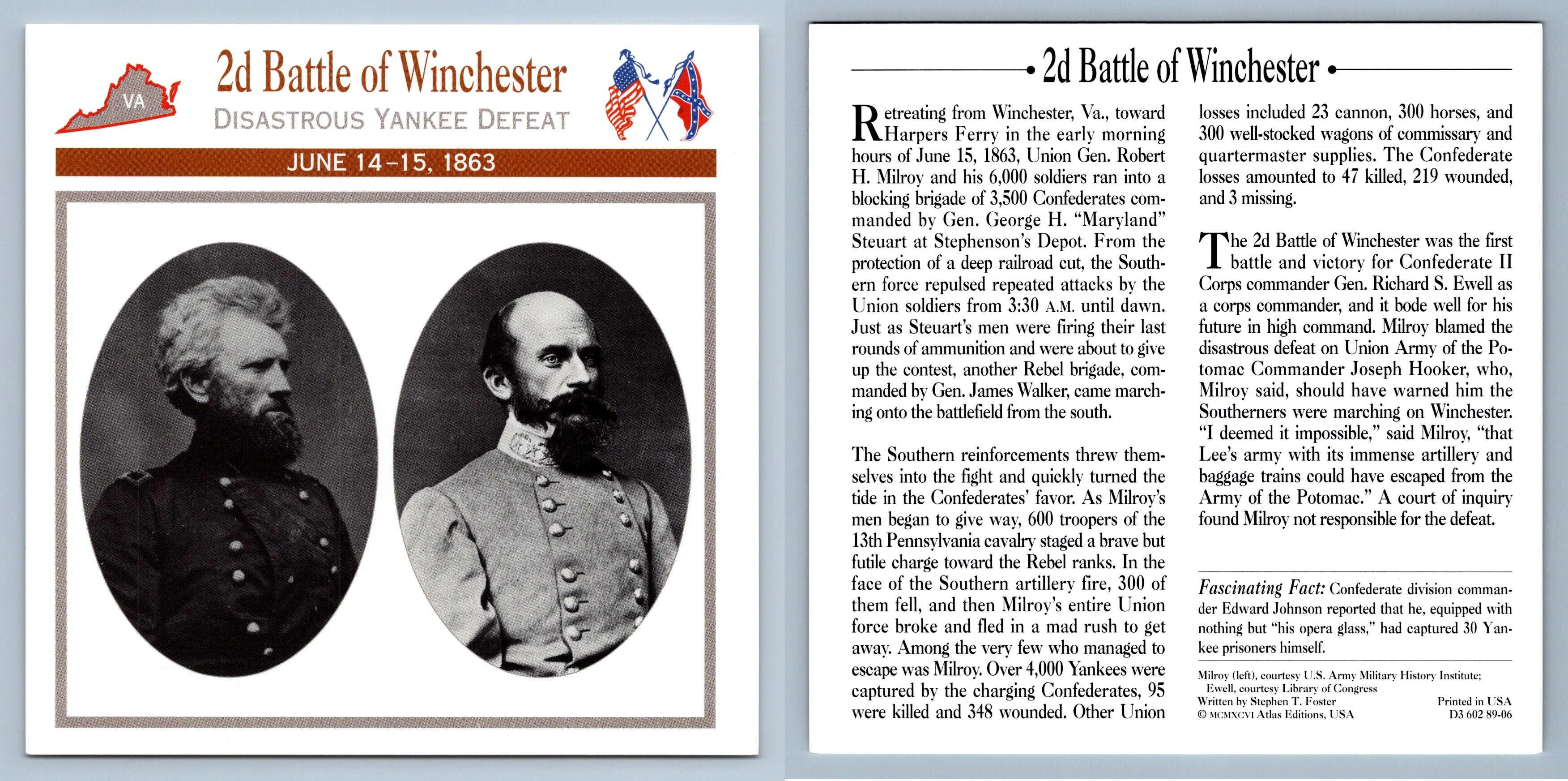 Disastrous Yankee Defeat 2d Battle Of Winchester Battles 1863