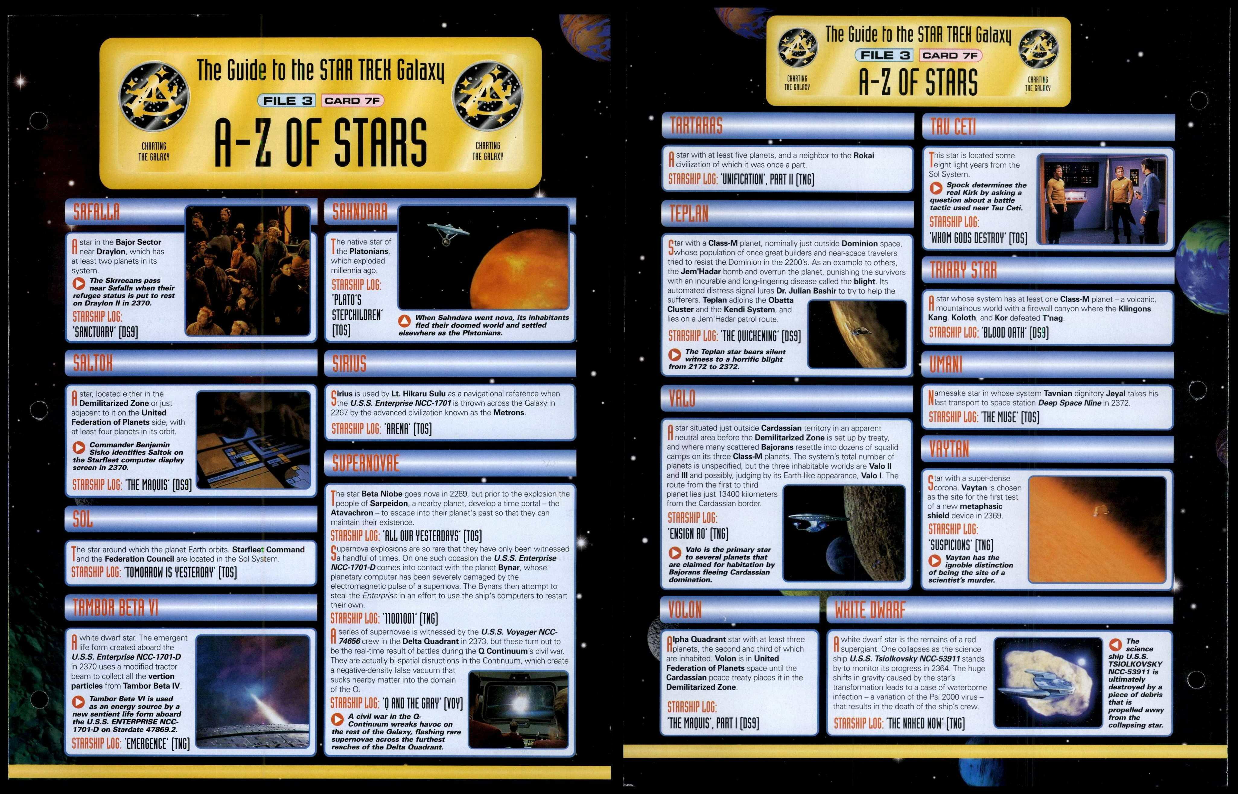 A-Z Of Stars - Card 7F - Charting The Galaxy - Star Trek Fact File Page