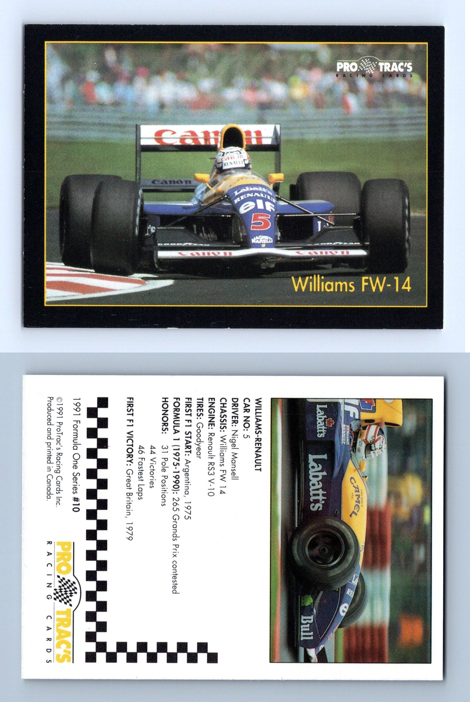 Williams Fw Formula Pro Trac S Premier Racing Card