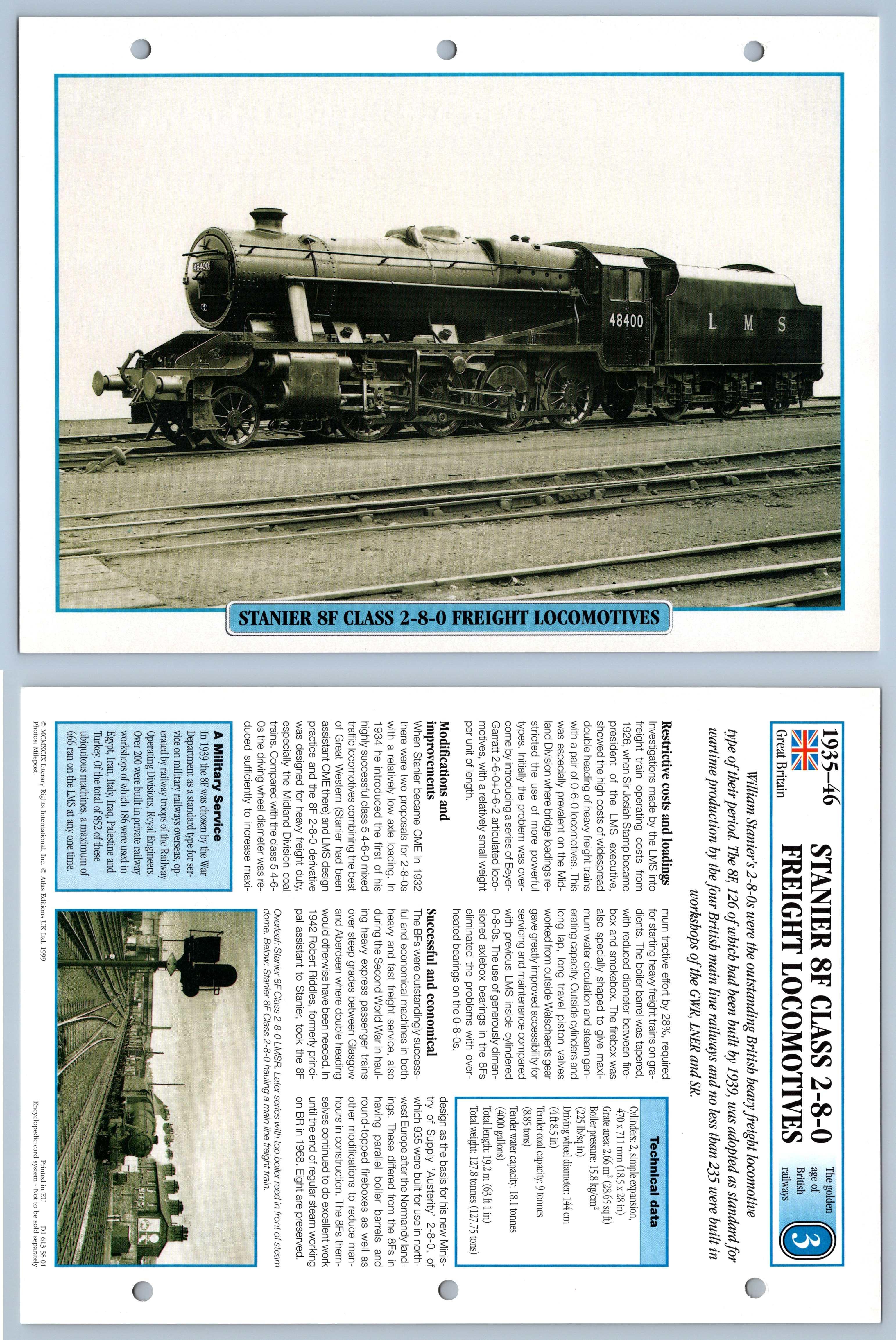 Stainer 8F Class 2 8 0 Golden Age British Legendary Trains Maxi Card