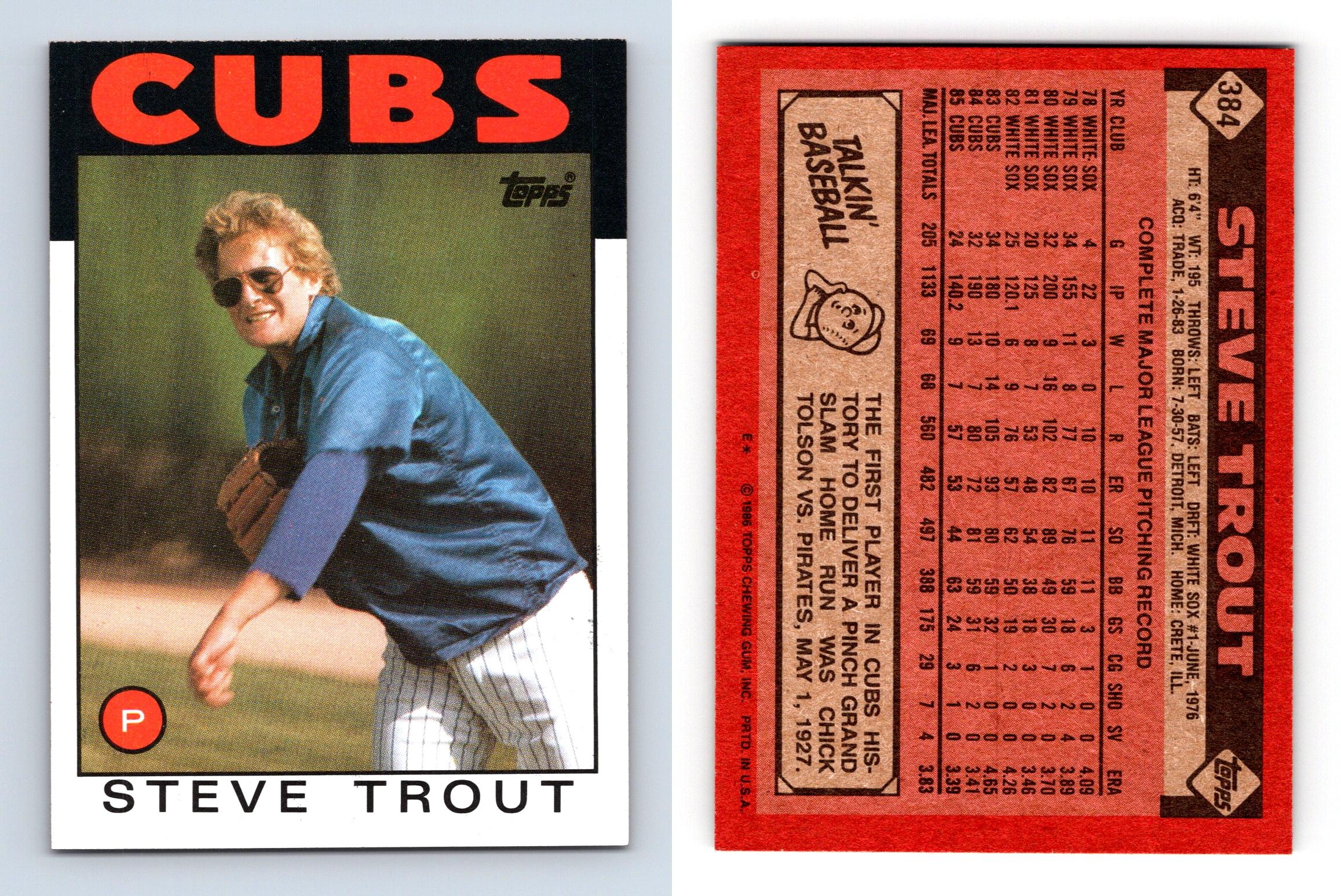 Steve Trout Cubs 384 Topps 1986 Baseball Trading Card