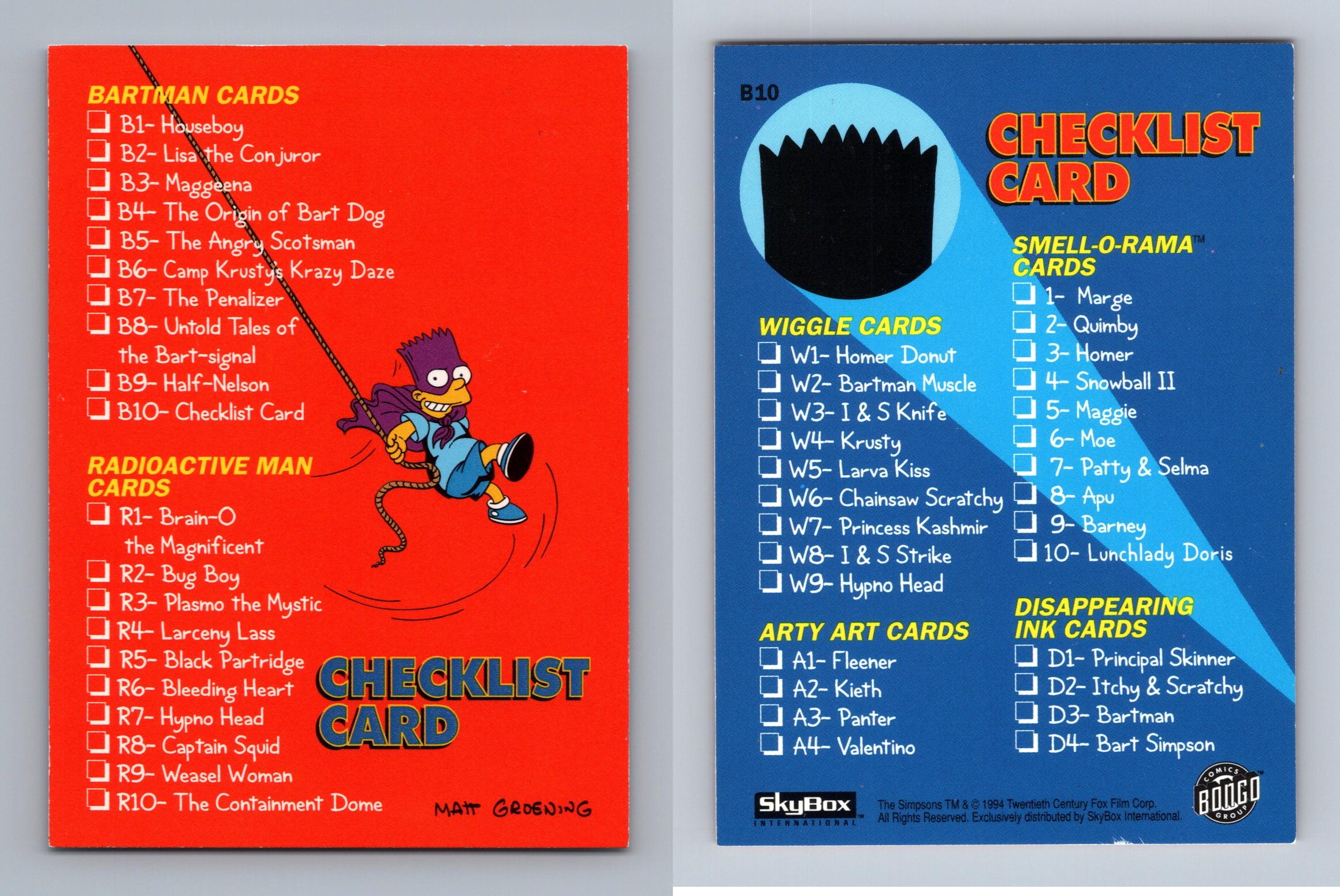 The Simpsons Series II Trading Cards Skybox Various 1994