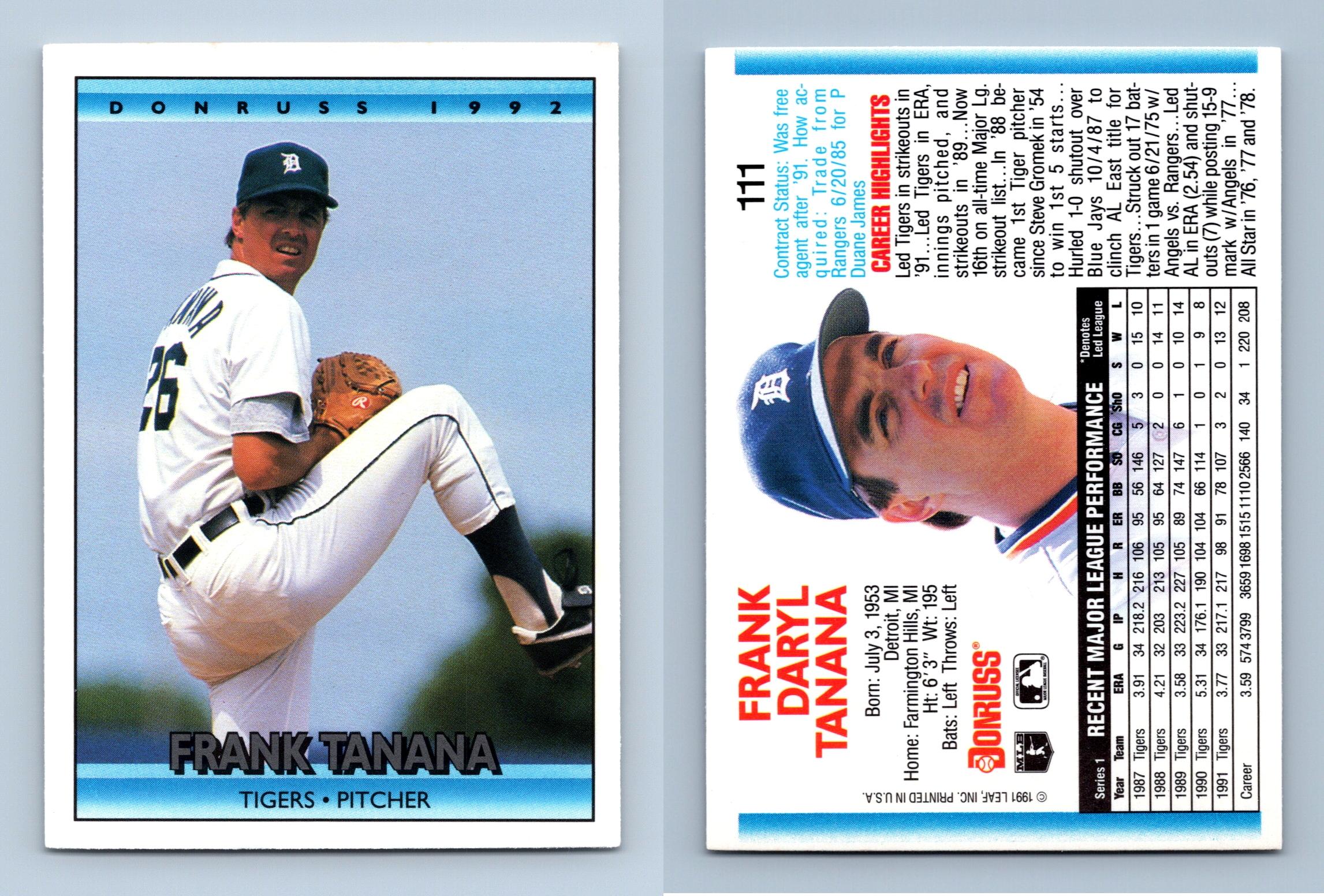 Frank Tanana - Tigers #111 Donruss 1992 Baseball Trading Card