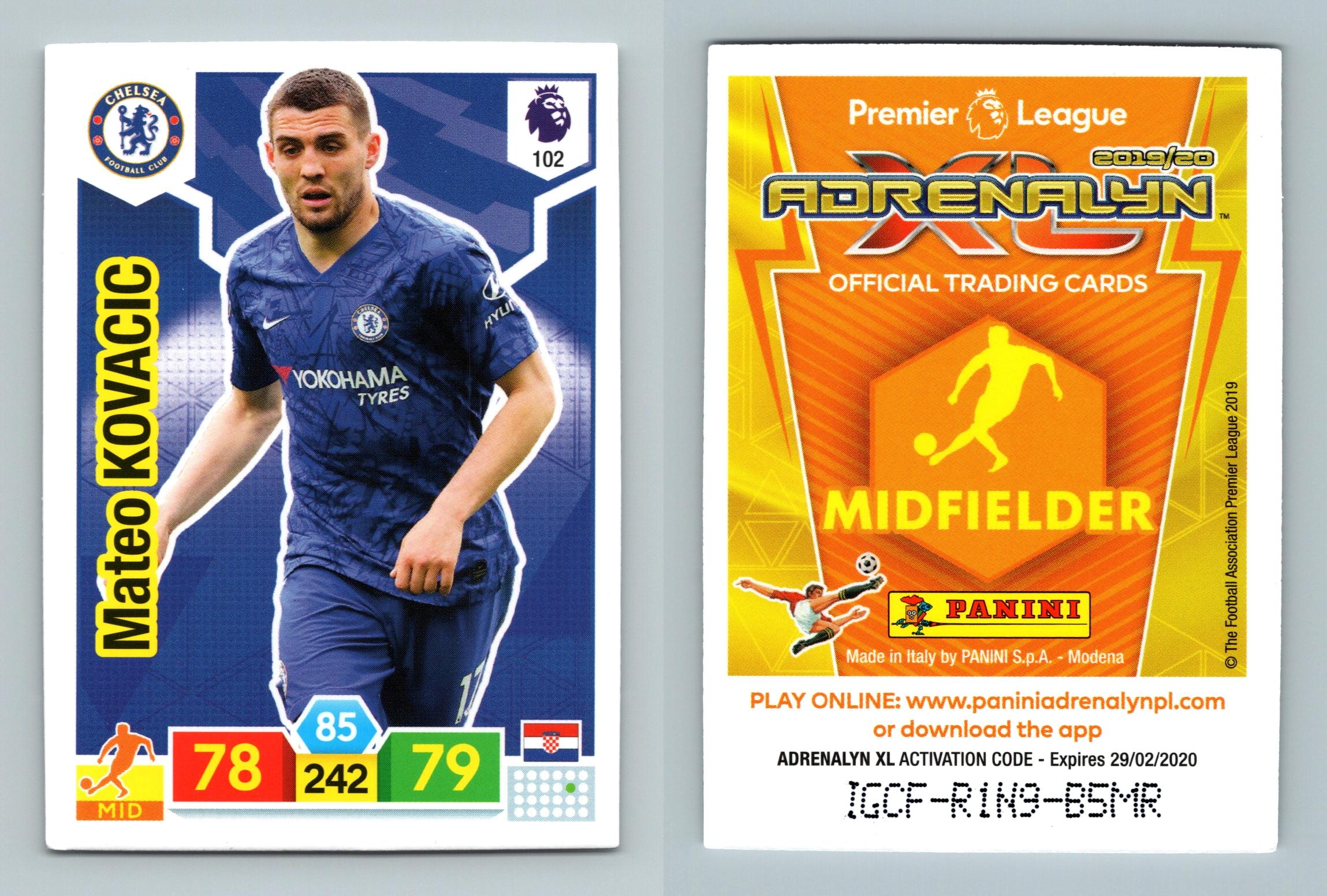 Mateo Kovacic 102 Adrenalyn XL 201920 Premier League Panini Trading Card