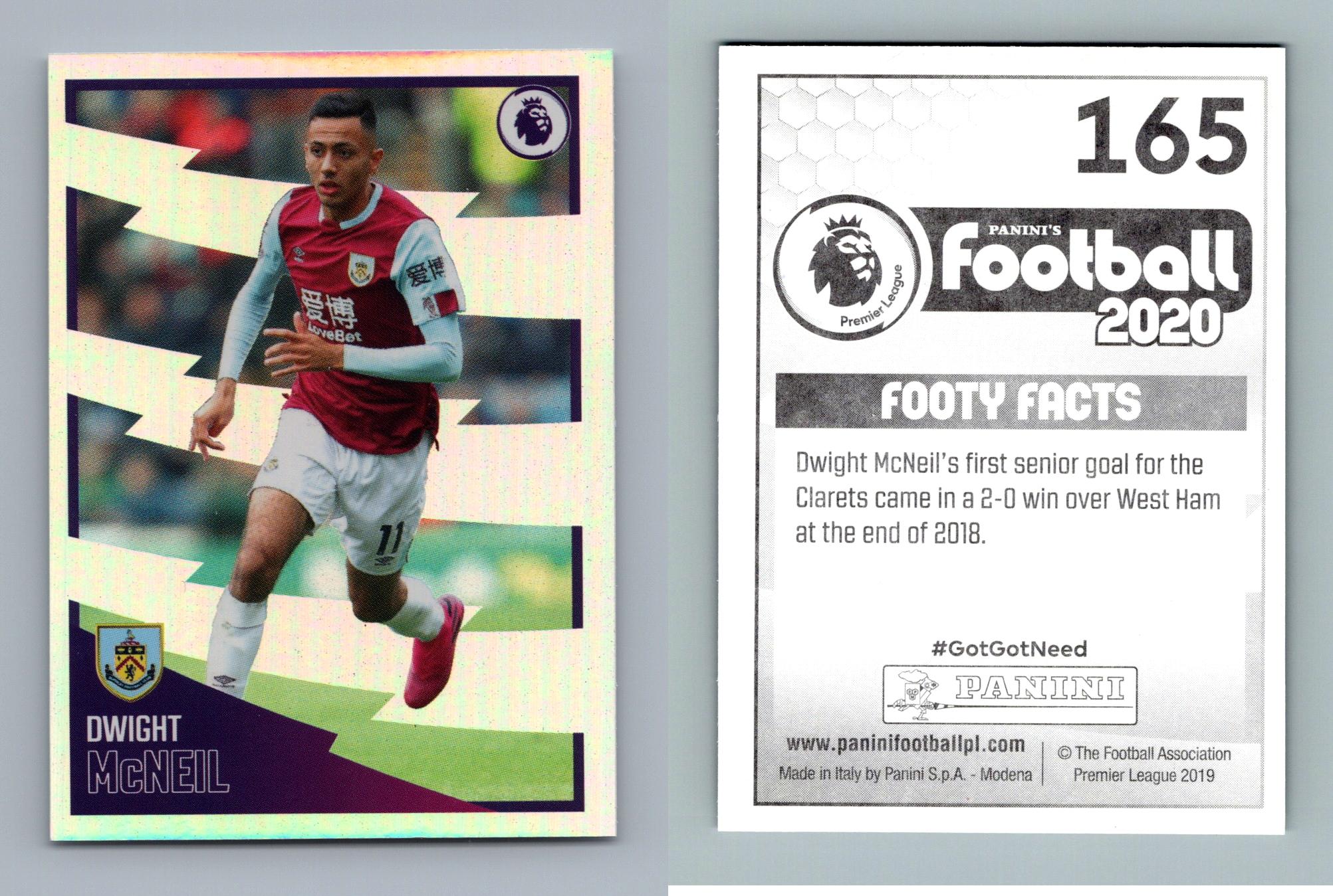 Dwight McNeil Burnley 165 Football 2020 Premier League Panini Sticker