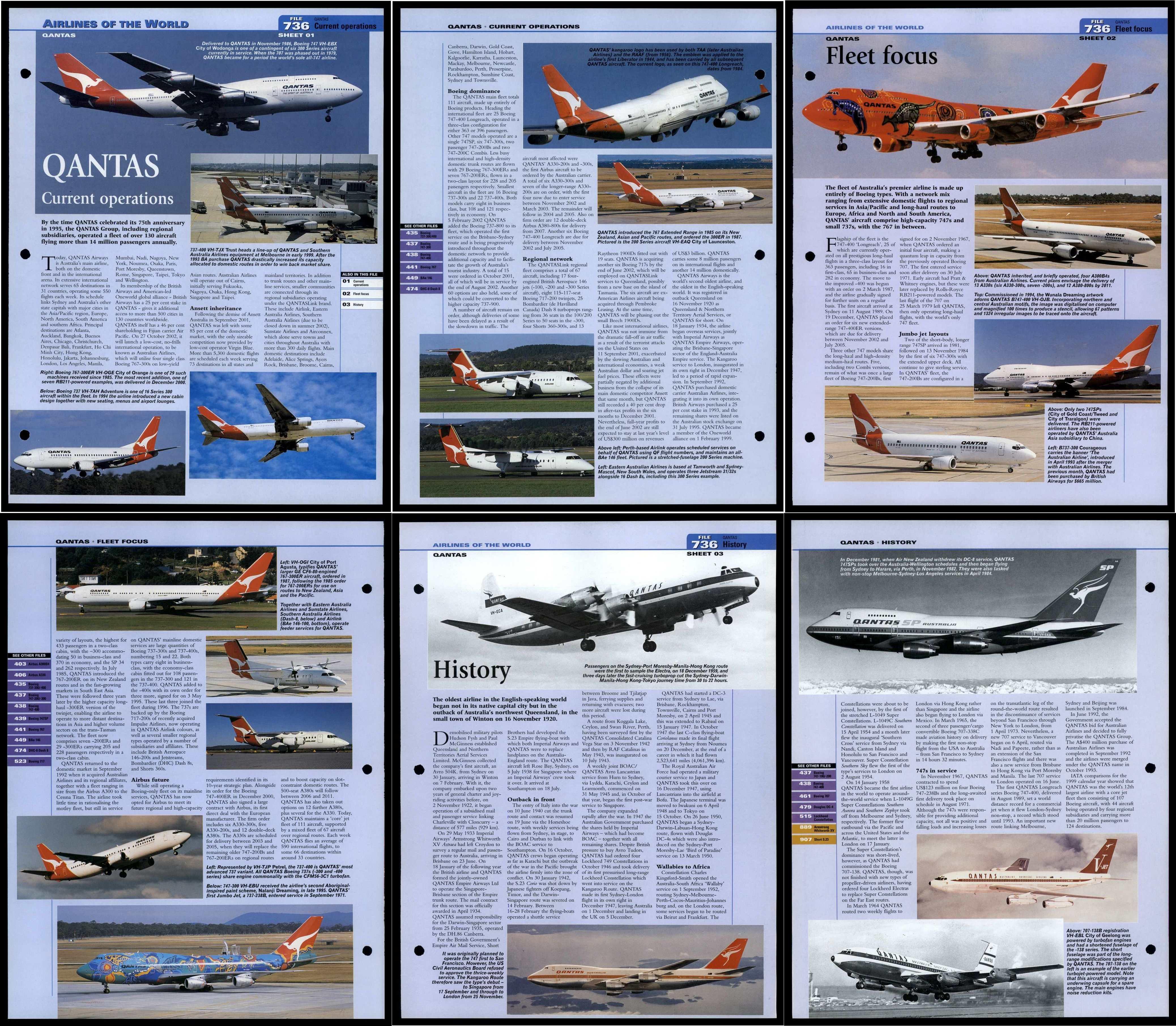 QANTAS Airlines 736 World Aircraft Information 3 Pages