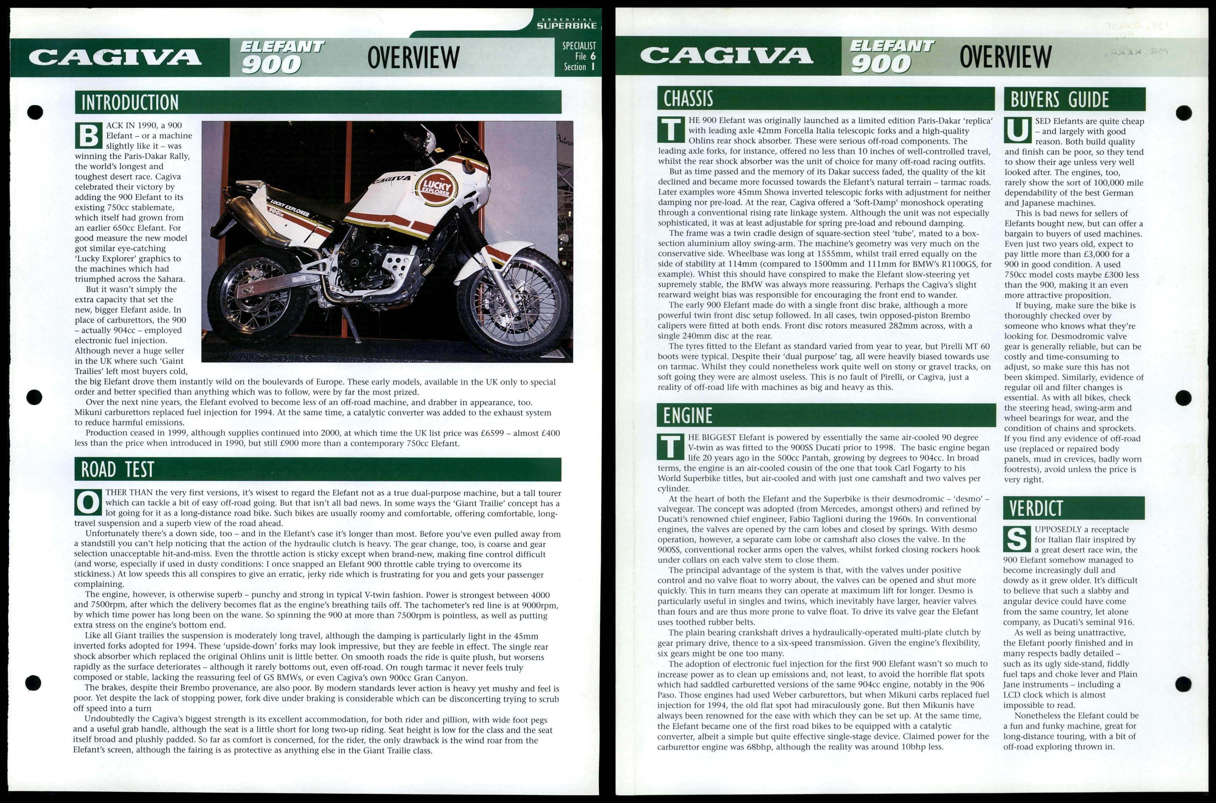 Cagiva Elefant Overview Essential Superbike Data File Page