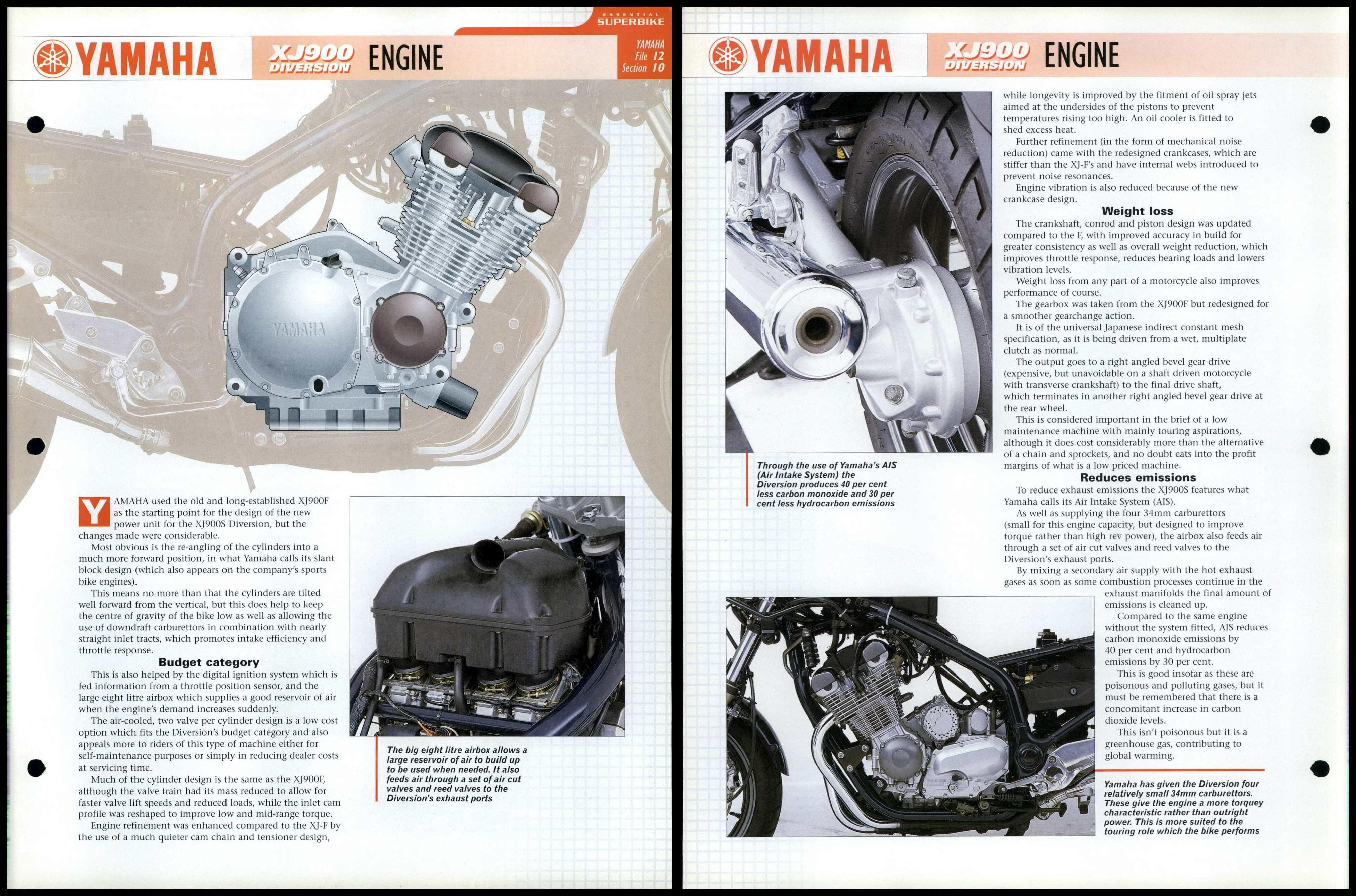 Yamaha XJ900 Diversion Engine Essential Superbike Data File Page