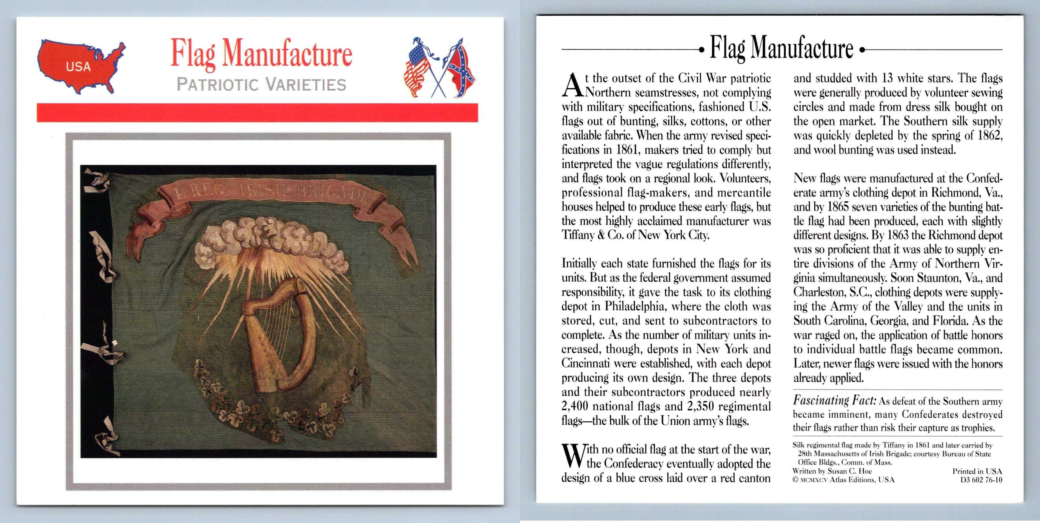 Patriotic Varieties Flag Manufacture Flags Atlas Ed. Civil War Card