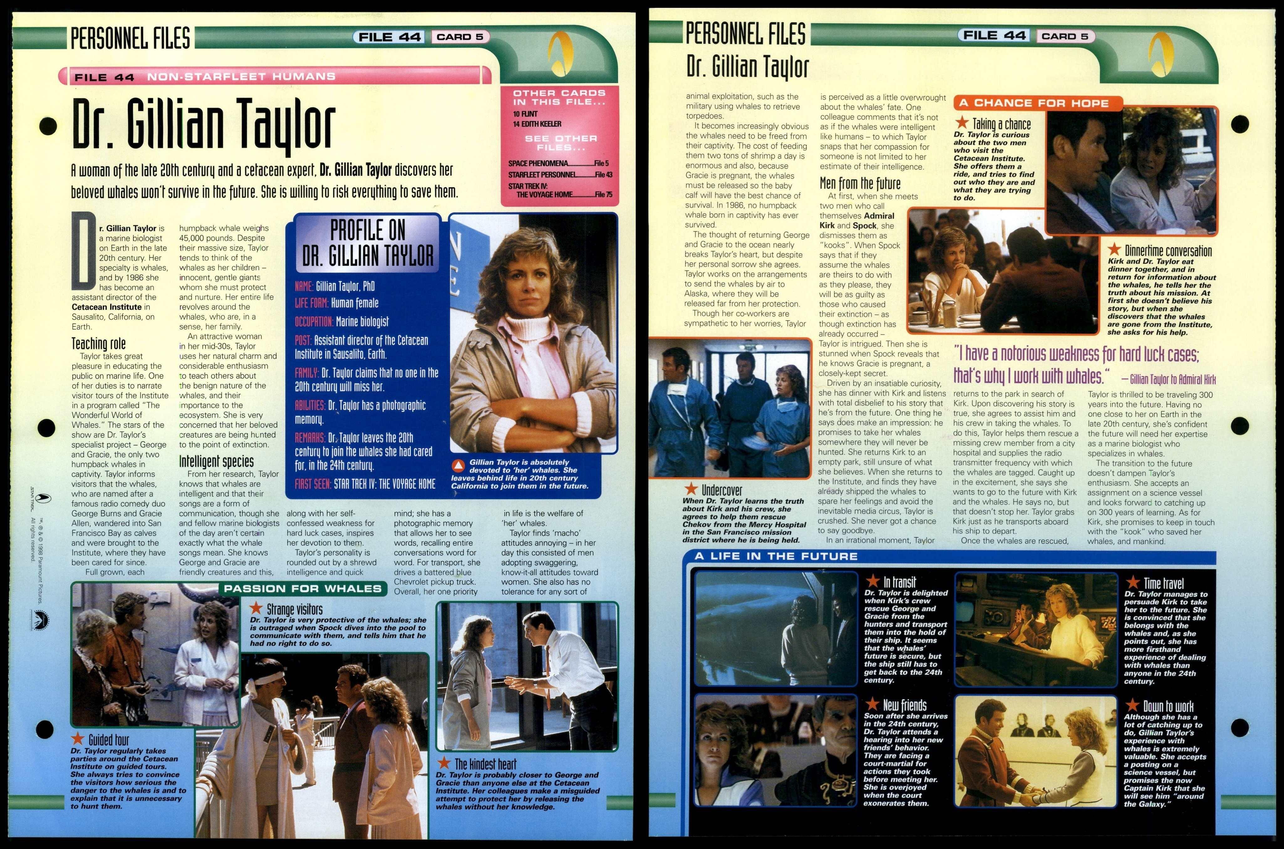 Dr. Gillian Taylor NonStarfleet Humans Star Trek Fact File Page