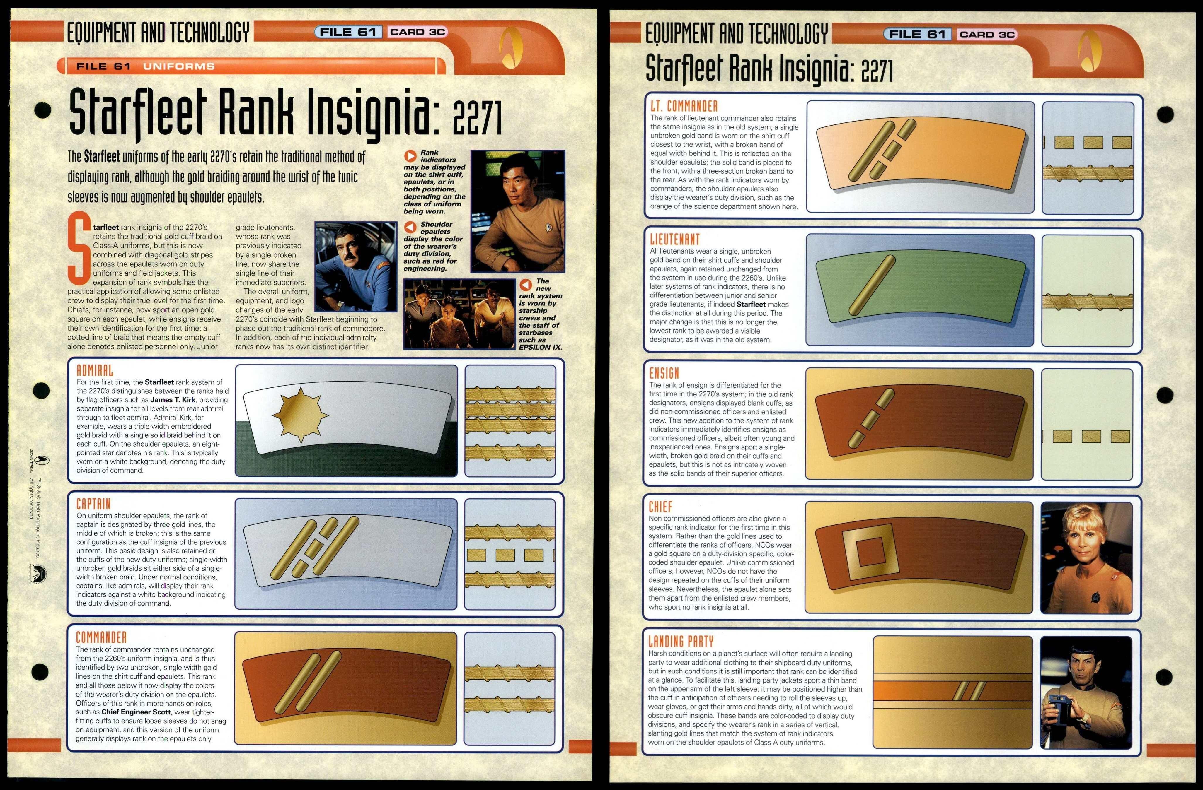 Starfleet Rank Insignia Uniforms Star Trek Fact File Page