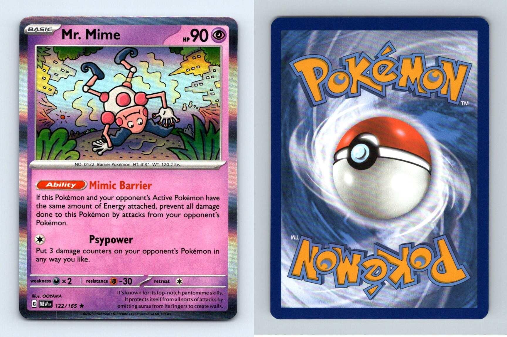 Mr Mime Scarlet Violet Pokemon Rare Holo Tcg Card